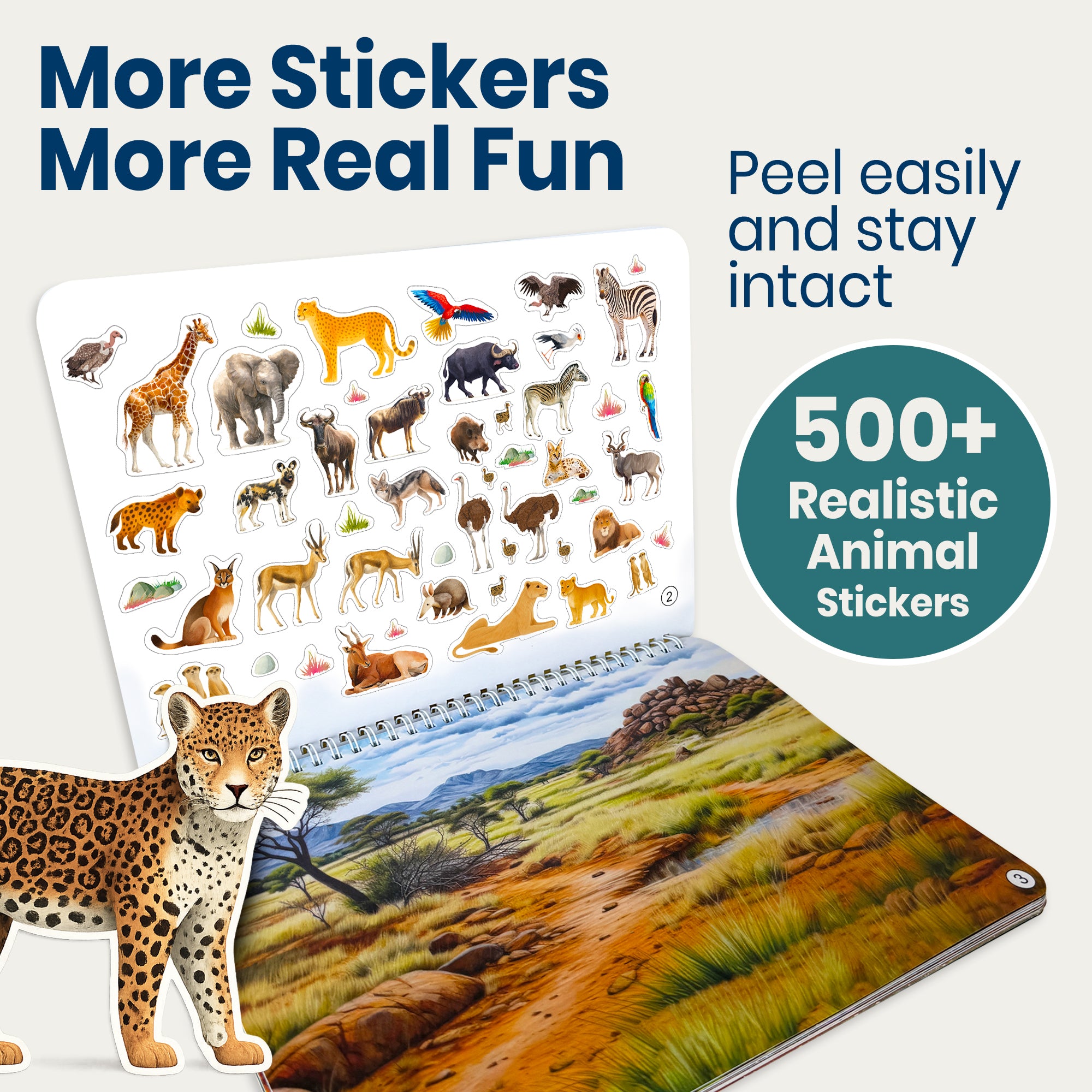 Sticker Book for Kids Realistic Animals - Draw & Stick Creative Workbook