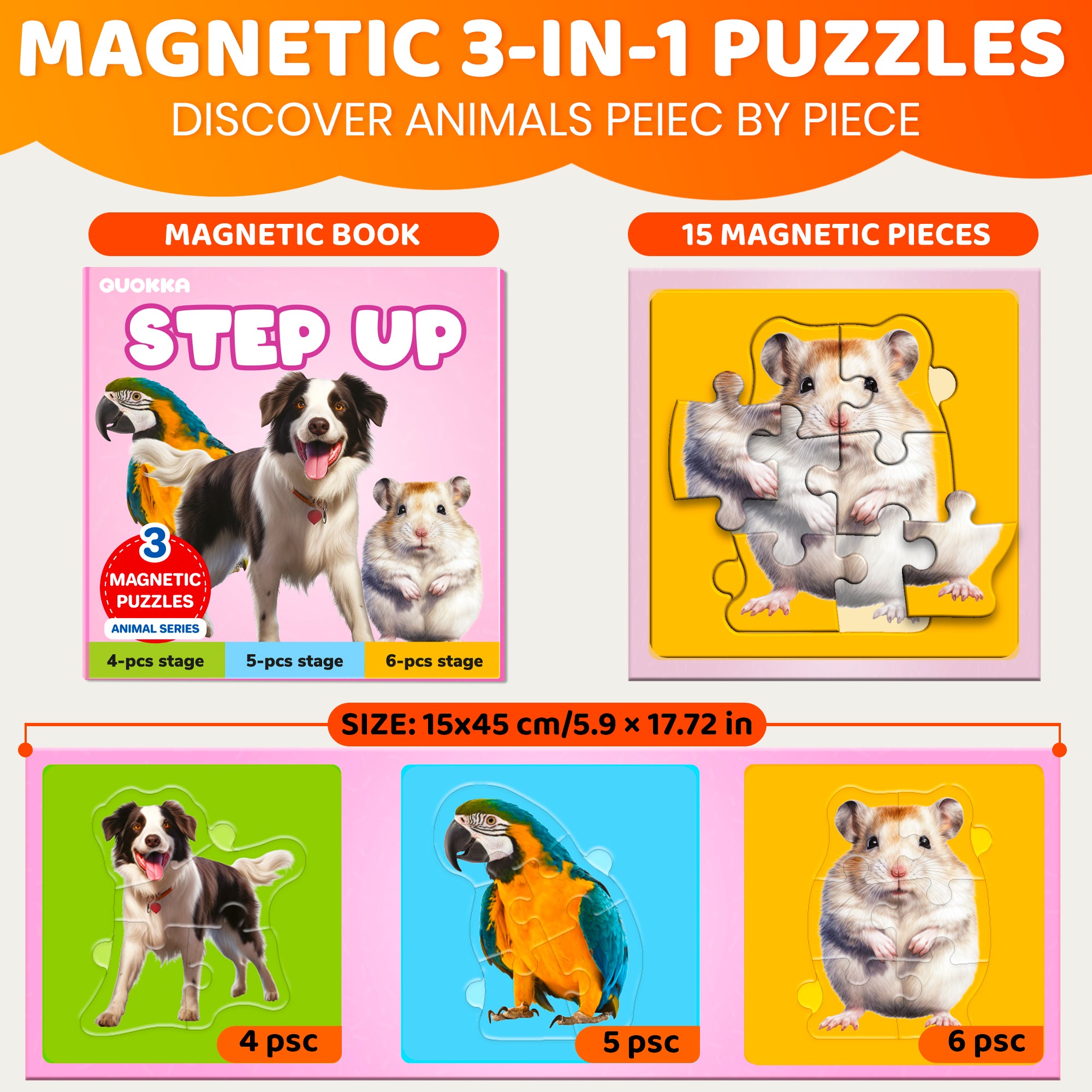 Step Up Magnetic Puzzles for Toddlers - Pets