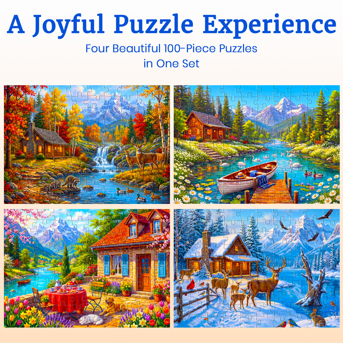 100 Pcs Search & Find Dementia Puzzles for Elderly - Seasons