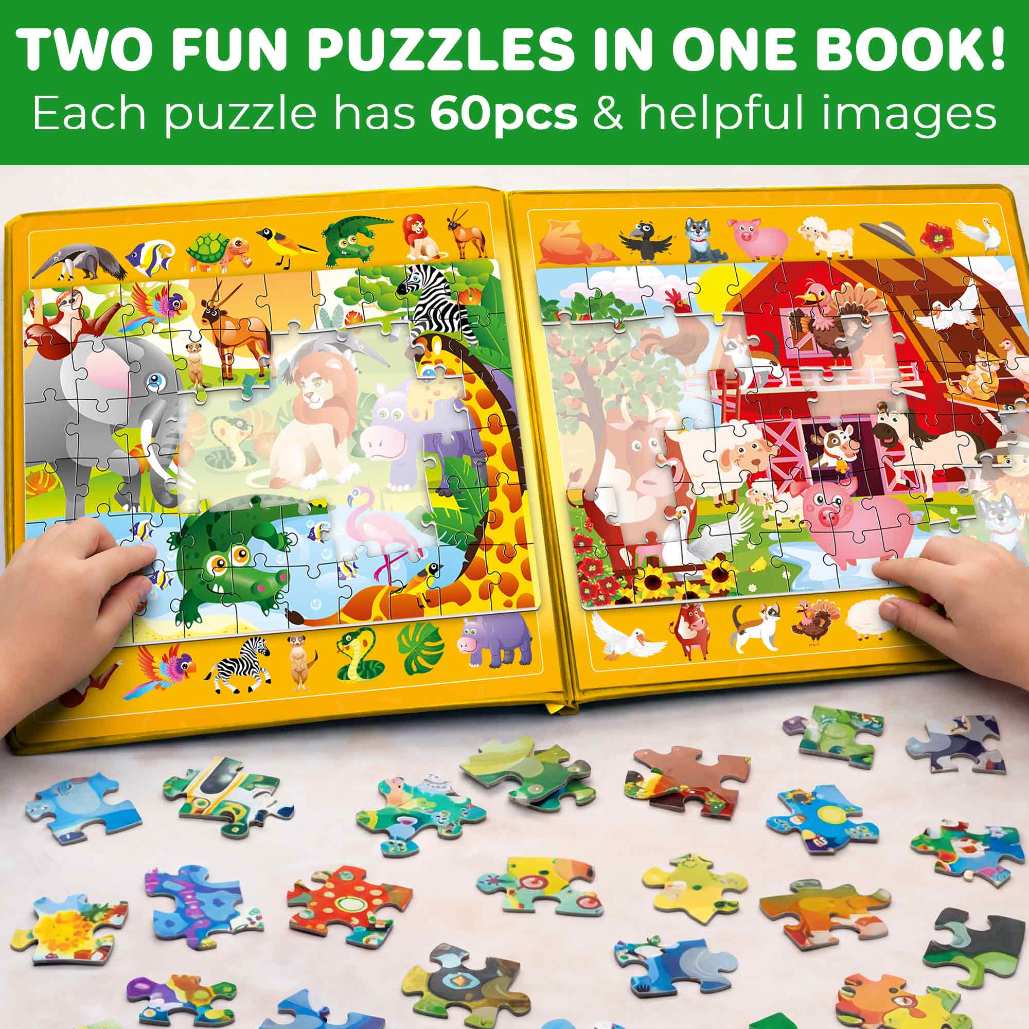 Magnetic Puzzle 2x60 Pcs Puzzles for Kids - Farm & Africa