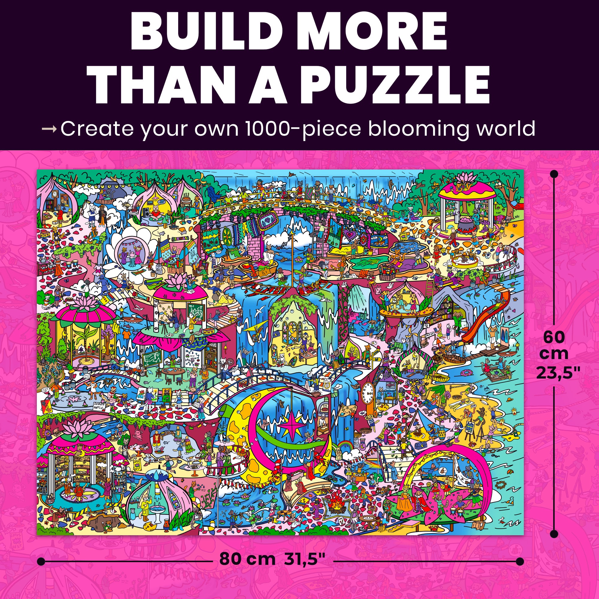 1000 Pcs Puzzle for Adults with Hidden Tasks | Blush Lotus Kingdom
