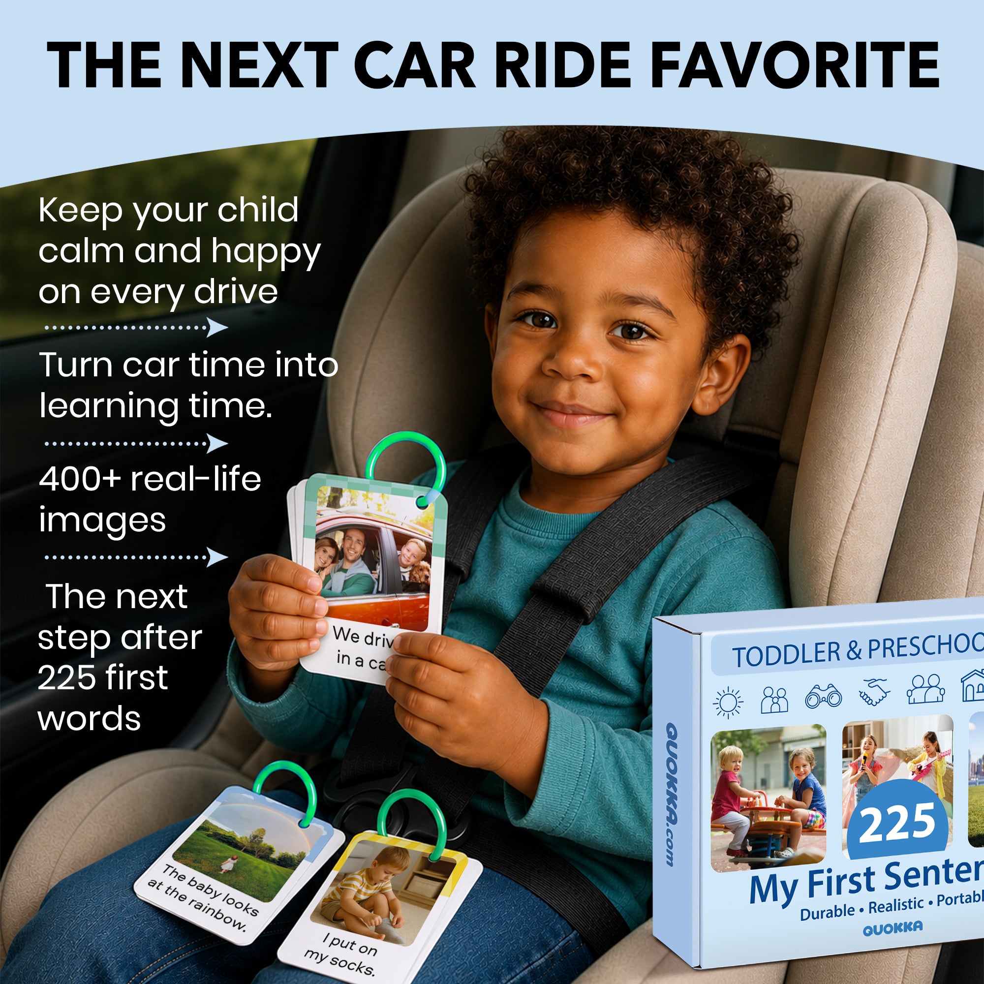 225 Toddler First Sentence Flash Cards with Rings