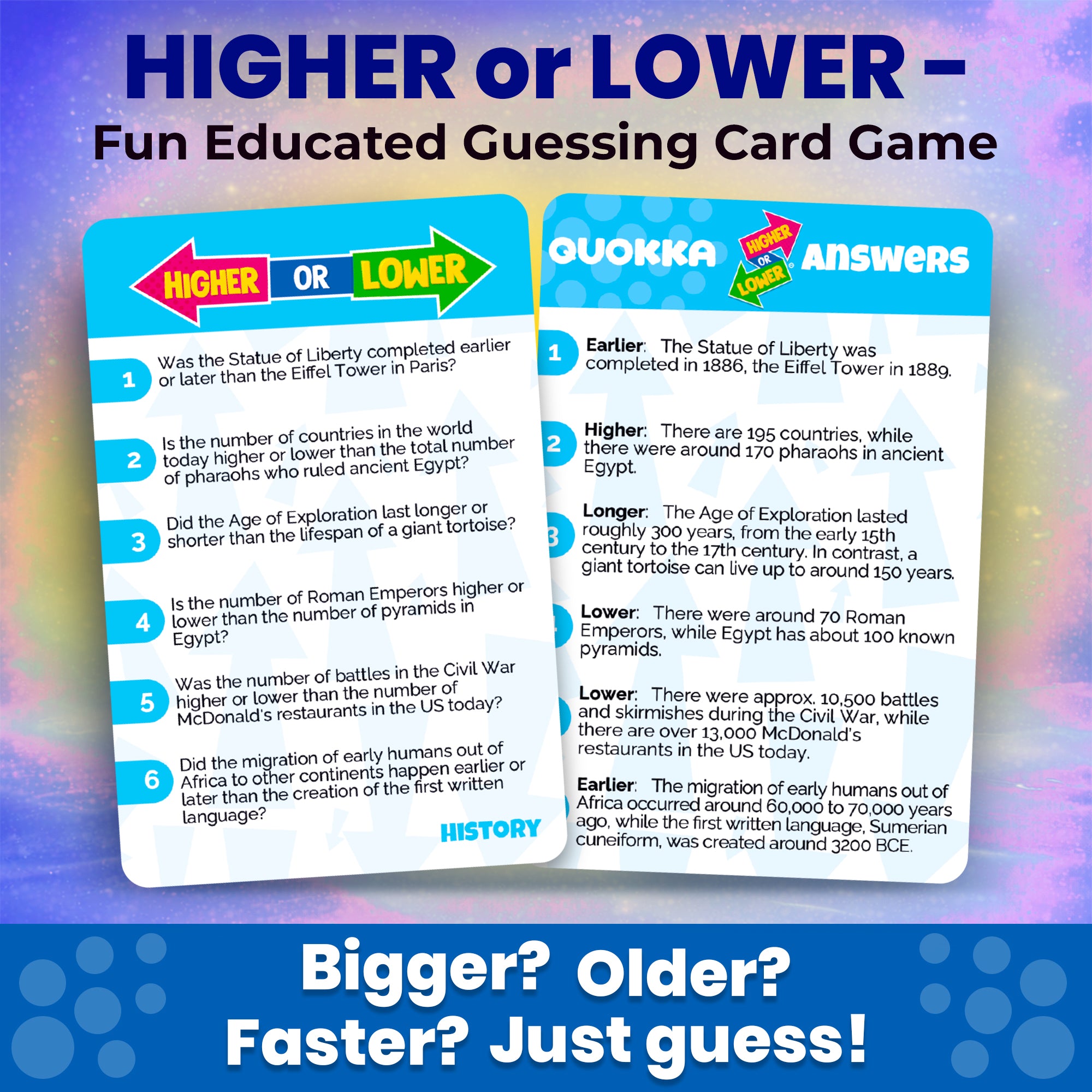 Higher or Lower History Board Game for Kids