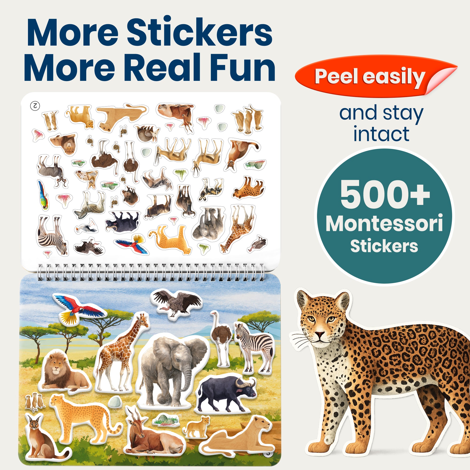 Sticker Book for Kids Realistic Animals - Draw & Stick Creative Workbook