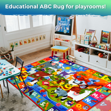 Load image into Gallery viewer, QUOKKA Classroom Rug for Kids | 78x59 ABC Rugs for Playroom | Alphabet Learning Area Animals Rug for Bedroom
