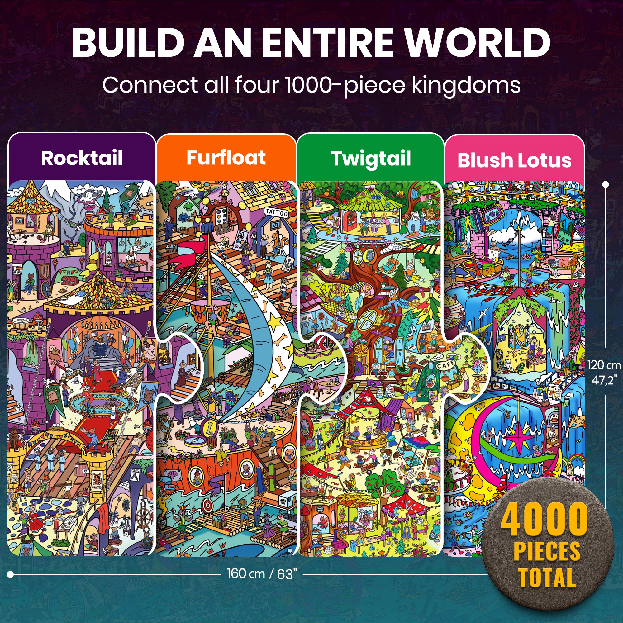 Bundle Set 4x1000 Piece Puzzle for Adults - Four Kingdoms