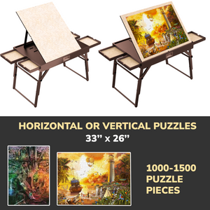 Jigsaw Brown Puzzle Table for Adults with Drawers