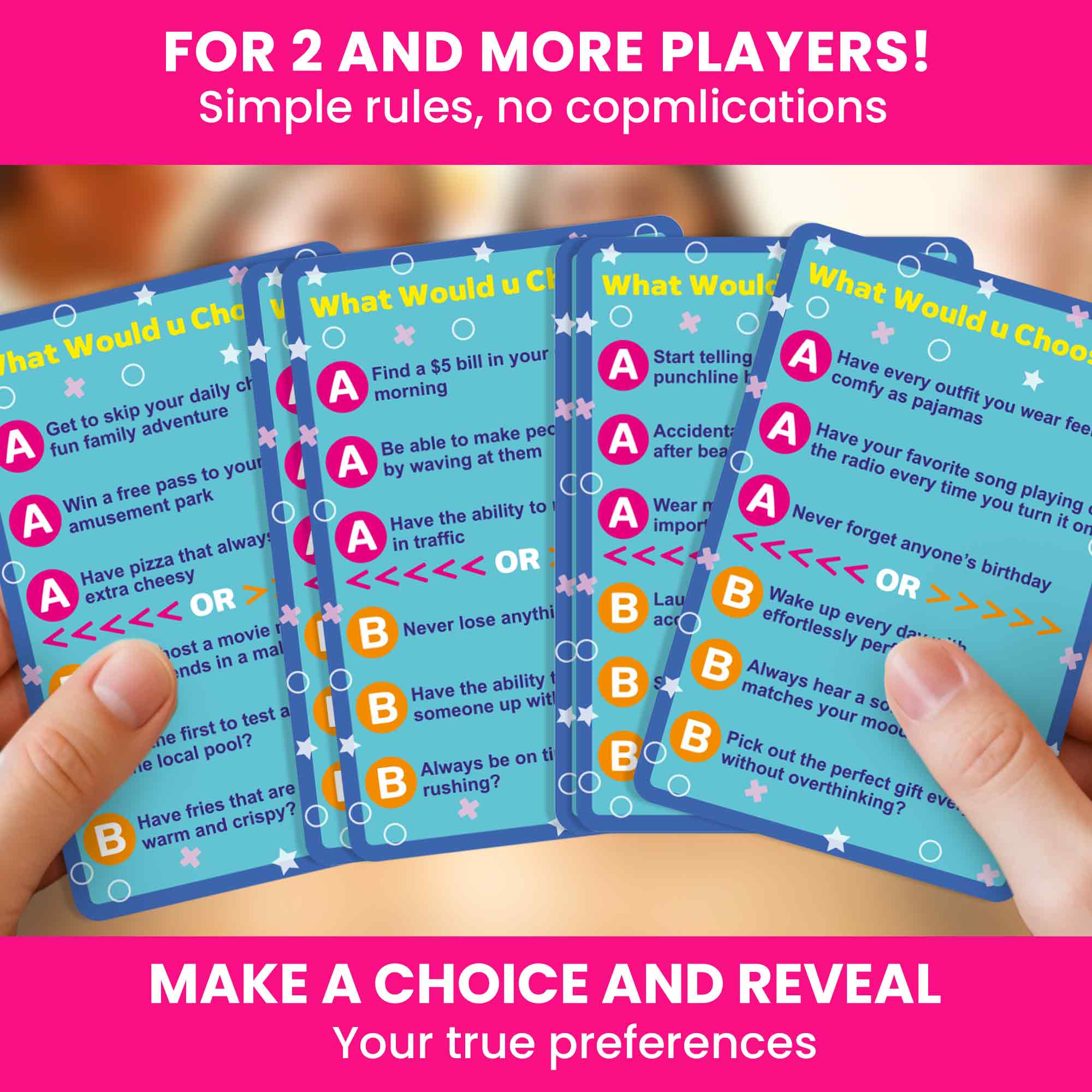 Card Game What Would You Choose? Day to Day Events for Kids & Family