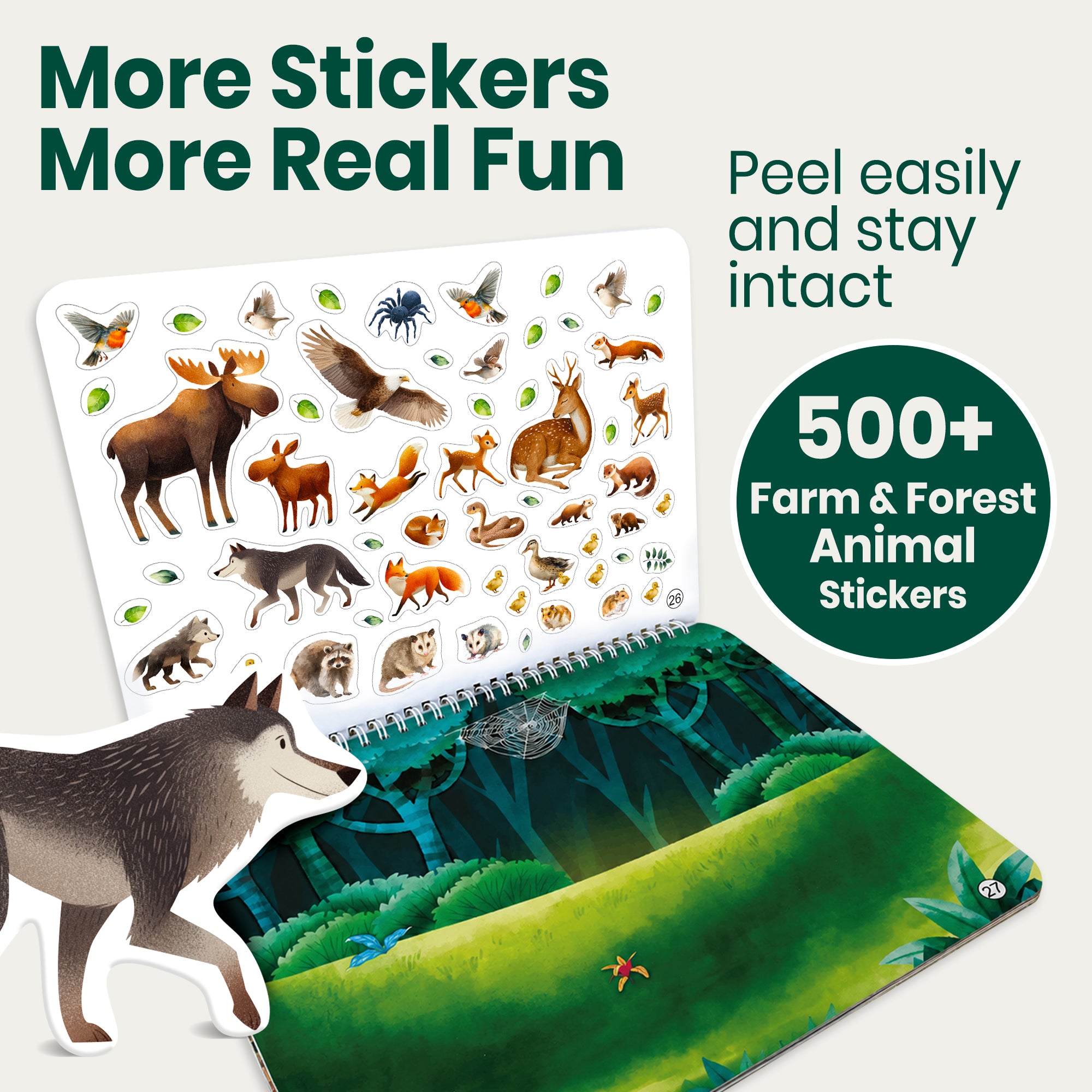 Sticker Book for Kids Farm & Forest - Draw & Stick Creative Workbook