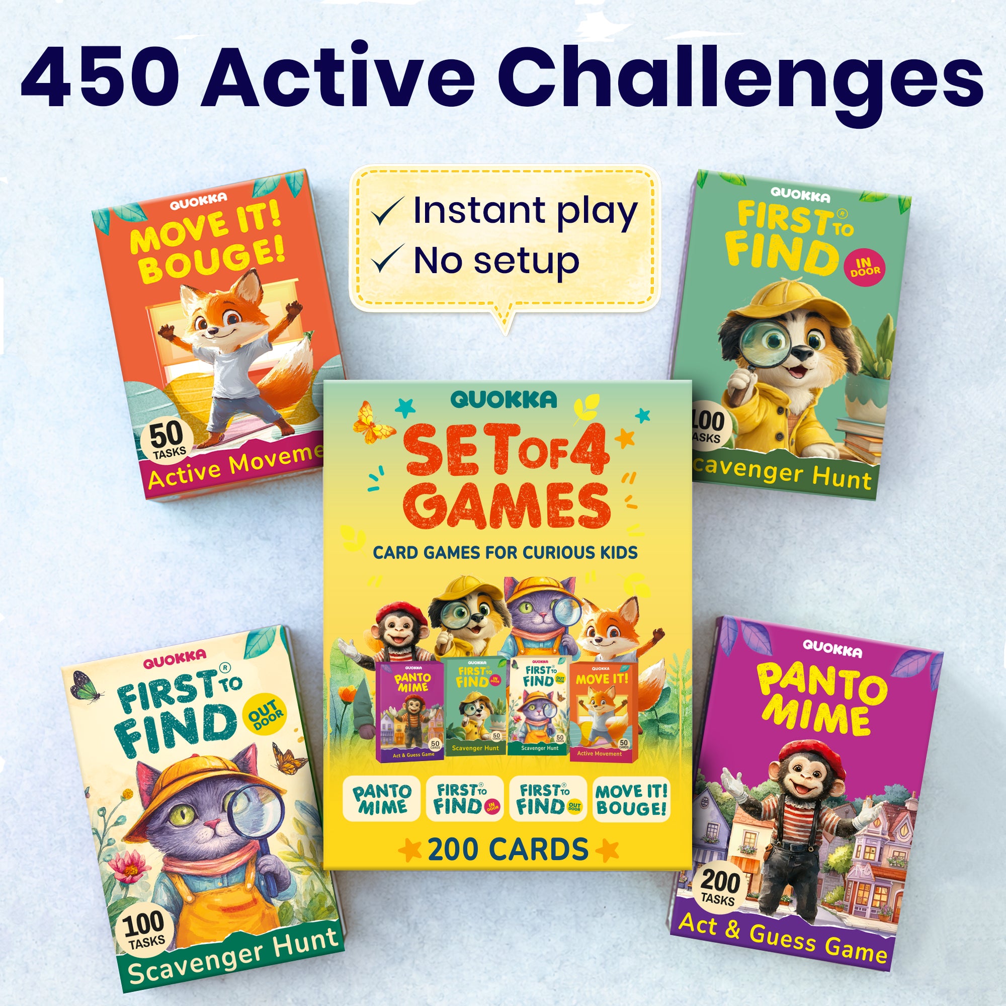 4 Set Scavenger Hunt Game for Kids - Active Movement Indoor and Outdoor