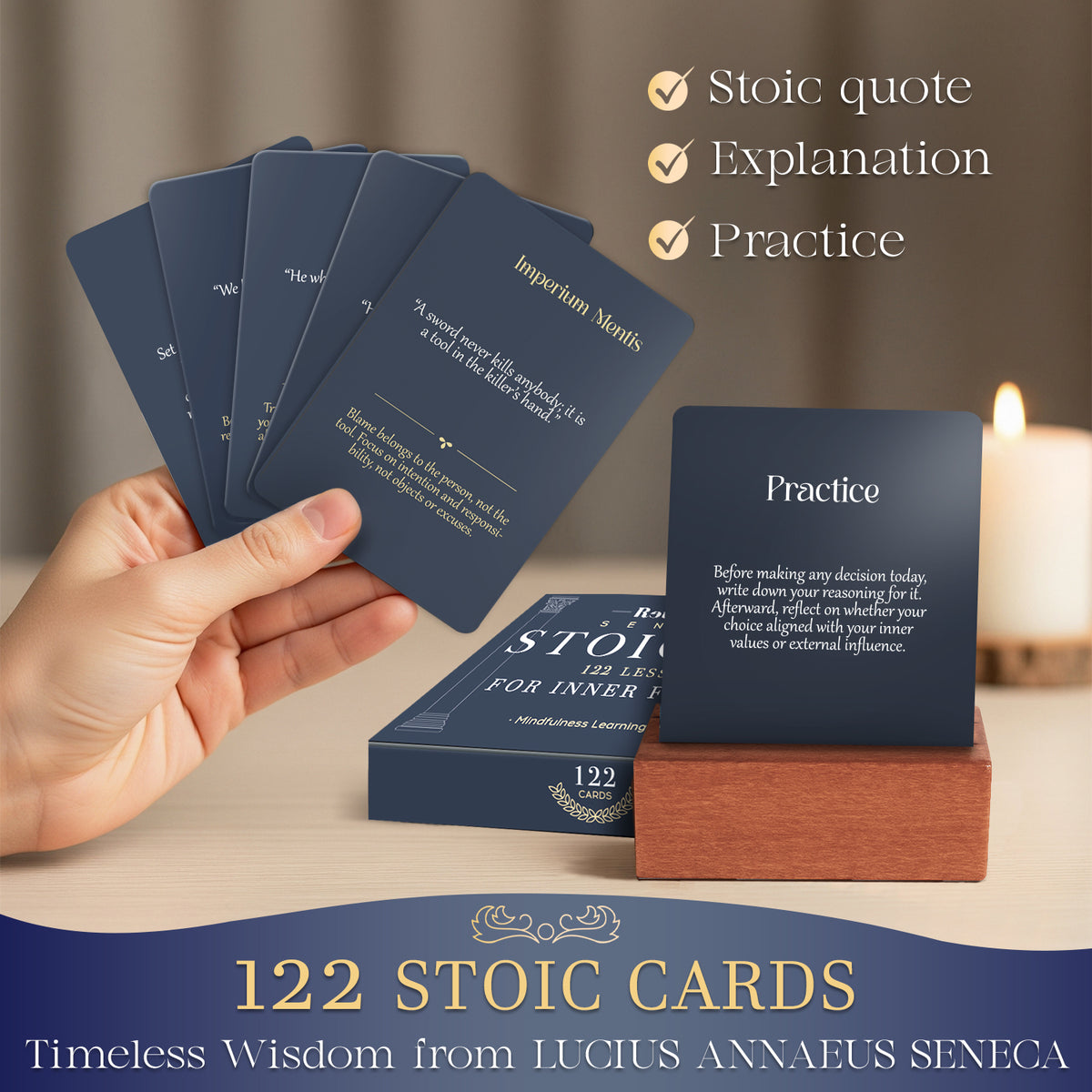 Stoicism Cards Seneca - 122 Daily Quotes & Exercises
