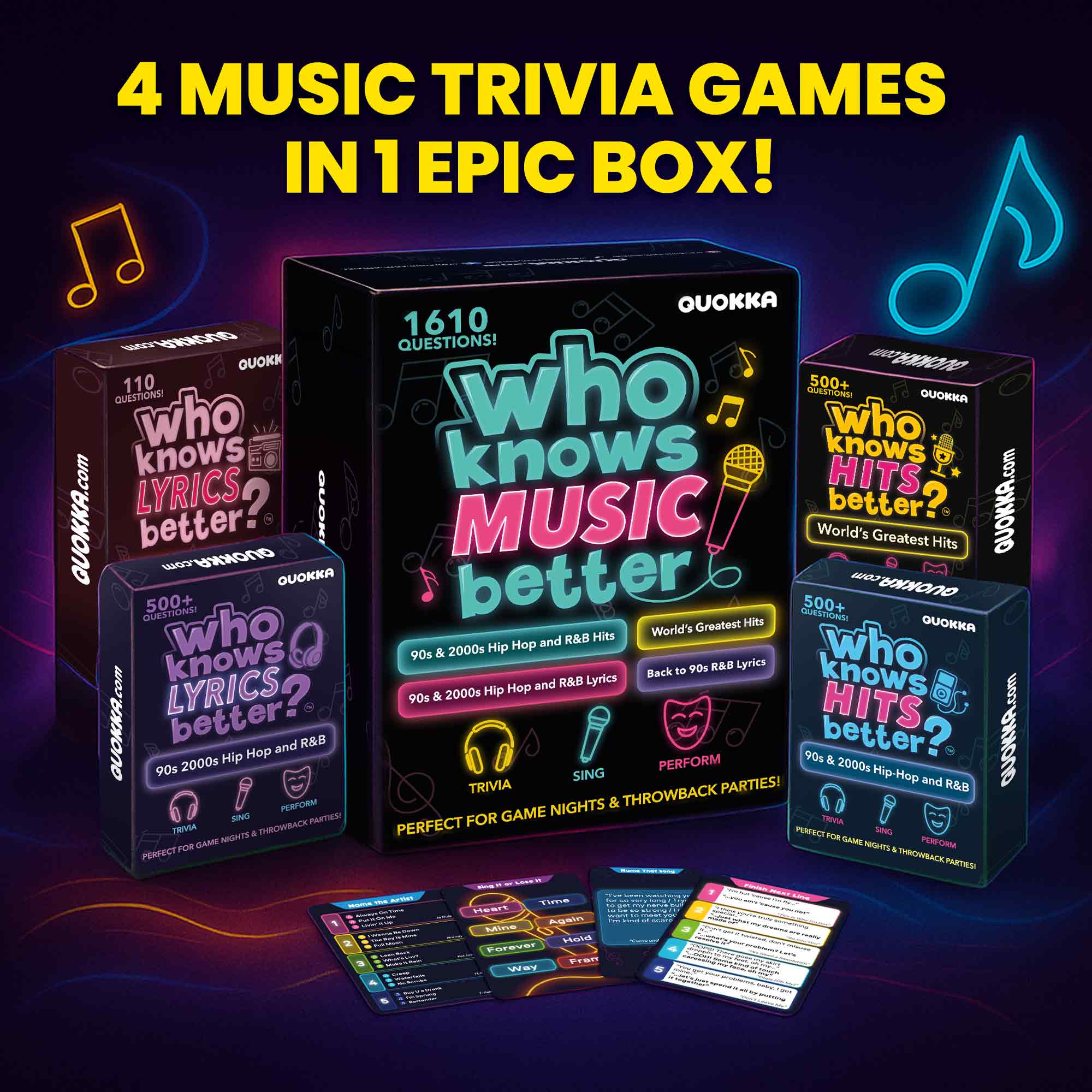 4 Pack Trivia Card Game Who Knows Music Better?
