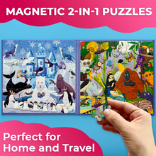 Load image into Gallery viewer, QUOKKA Magnetic Book 2x48 Piece Puzzles for Kids | Polar &amp; Rainforest Animals
