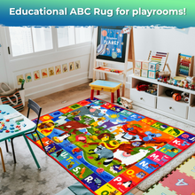 Load image into Gallery viewer, QUOKKA Classroom Rug for Kids | 59x39 ABC Rugs for Playroom | Alphabet Learning Area Animals Rug for Bedroom
