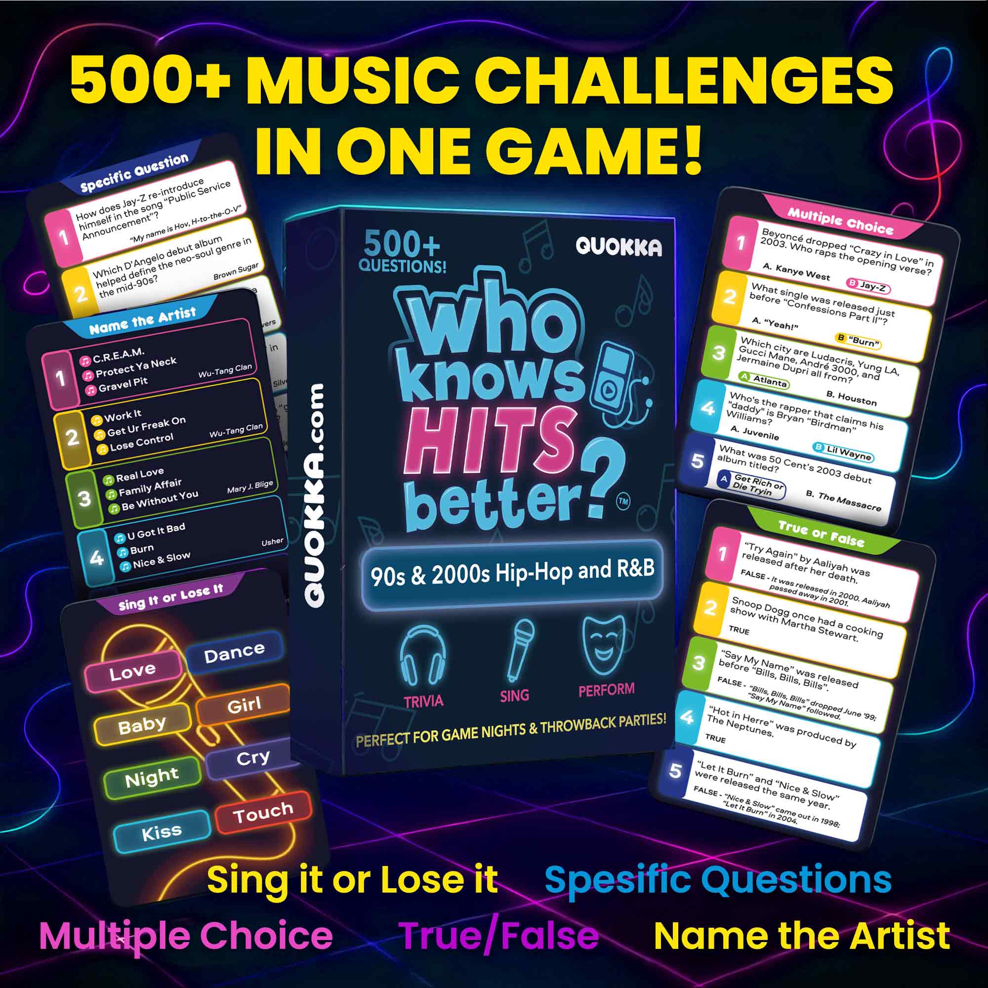 Trivia Card Game - Who Knows Hits Better? 90s & 2000s Hip-Hop & R&B