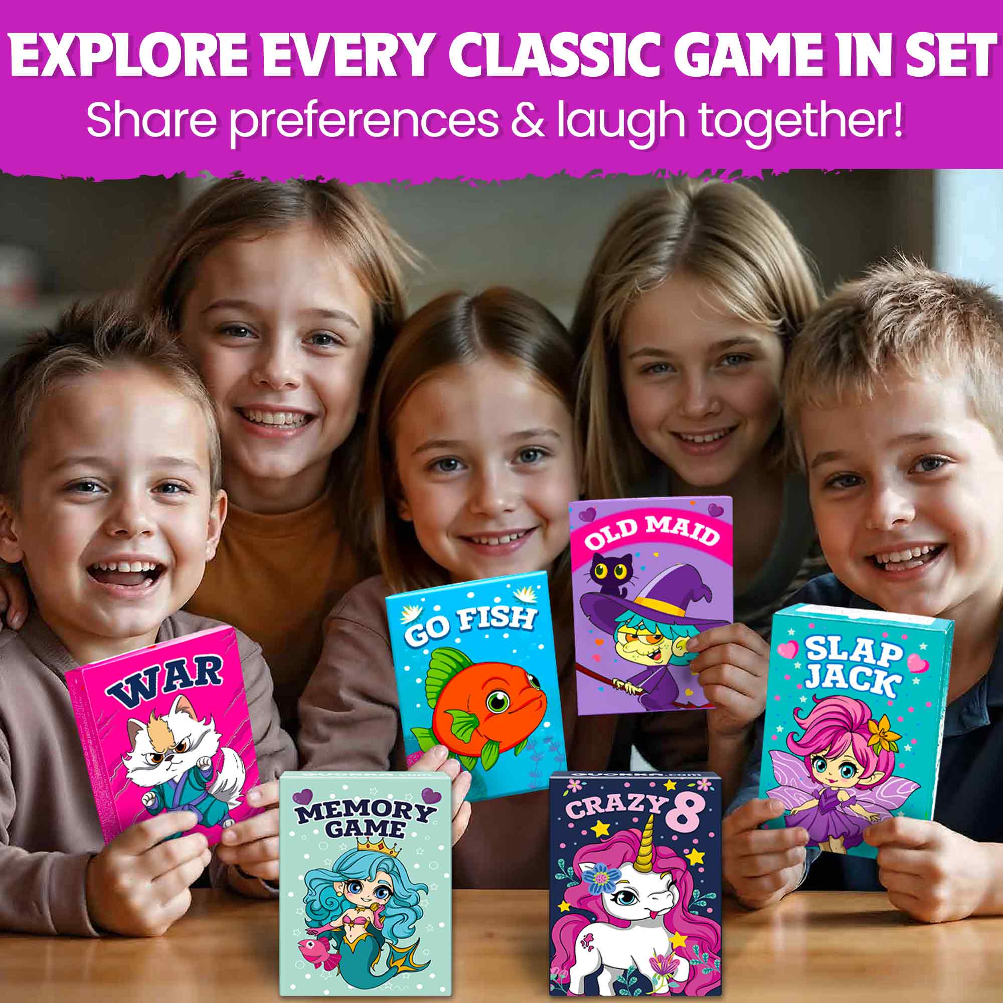 6 Pack Card Games for Kids Ages 4–8 - Fun Family Games