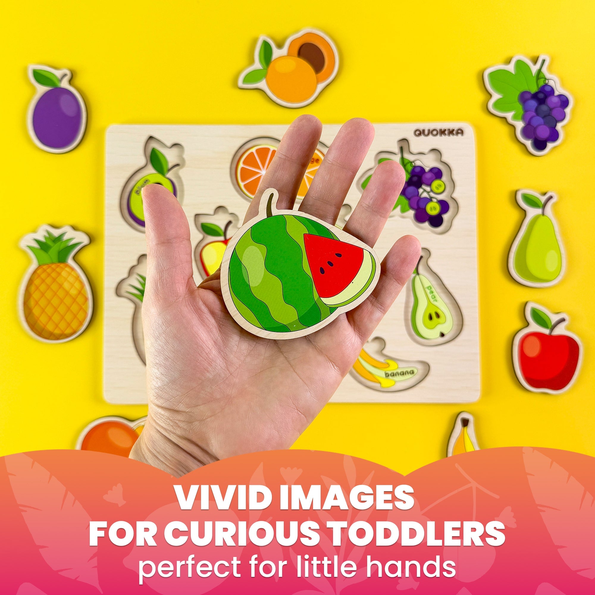 Wooden Puzzles for Toddlers Fruit - Educational Toys for Boys & Girls