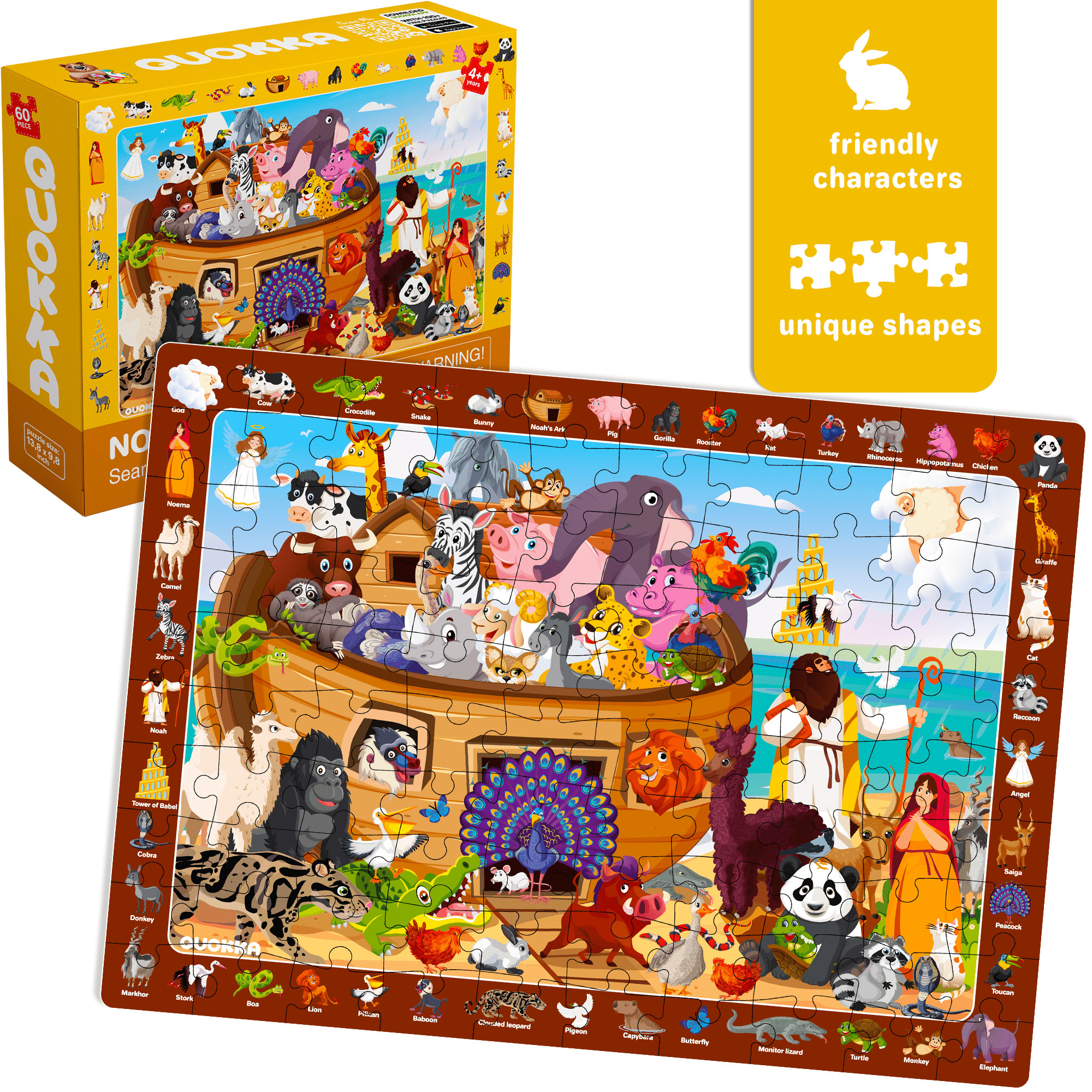60 Piece Jigsaw Puzzles Tower of Babel, Noah`s Ark, Eden & John and the Whale`s Story