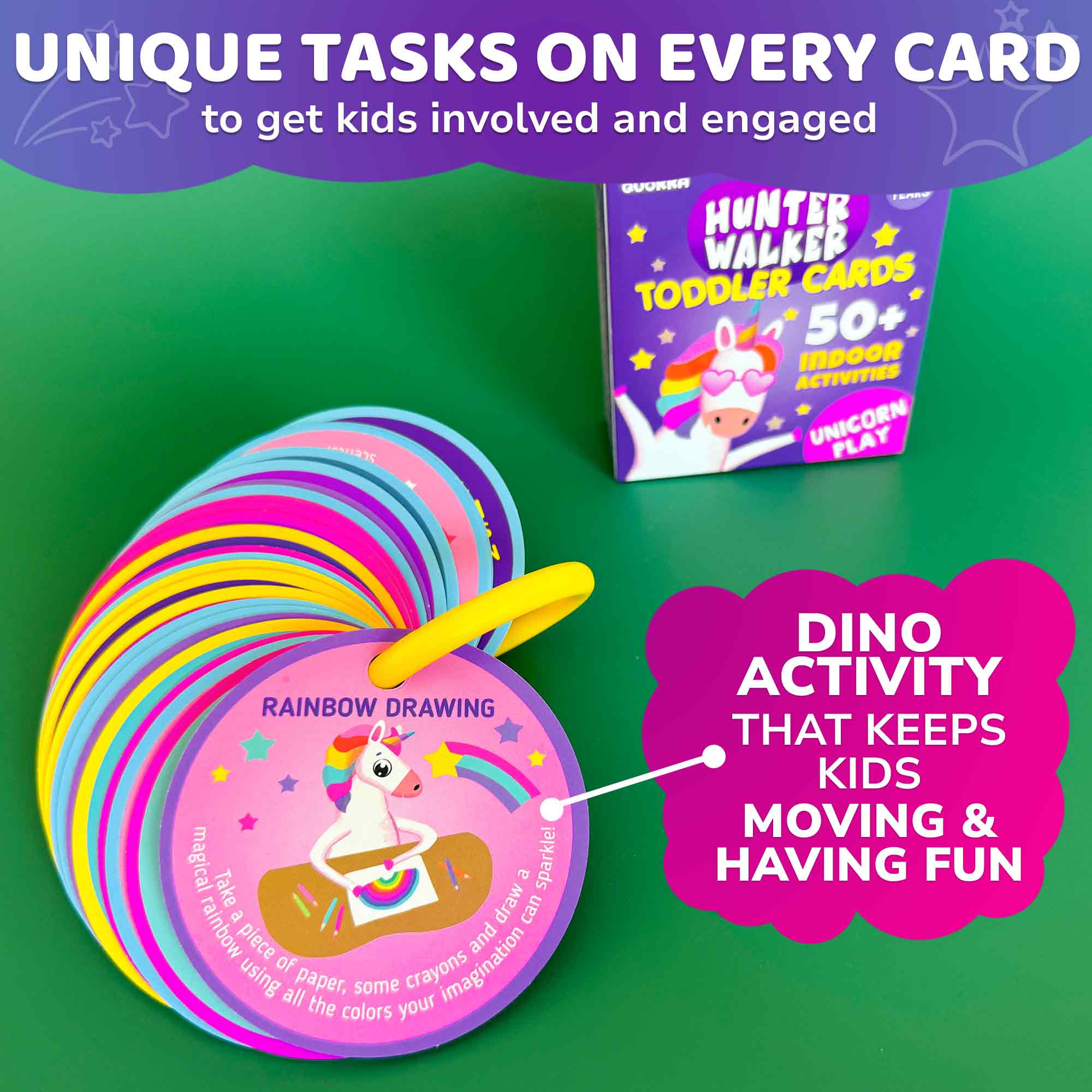 50 Toddler Activities with Unicorns Indoor Cards
