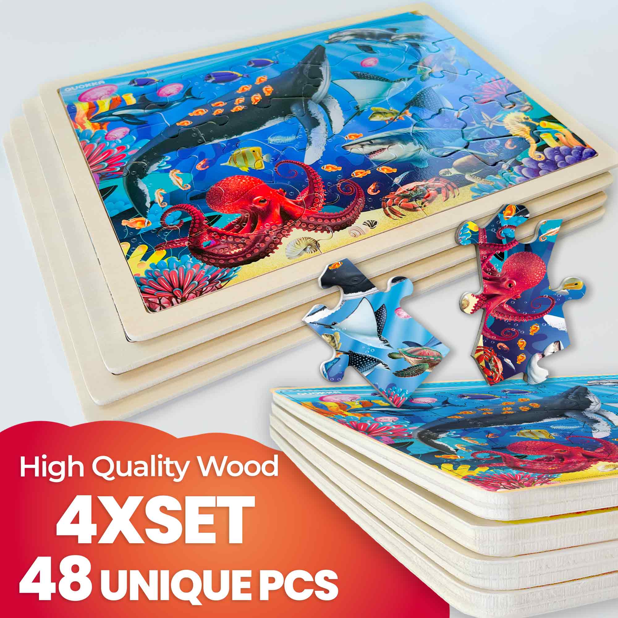 48 Piece Puzzles for Kids Wild Animals, Africa, Ocean & Farm