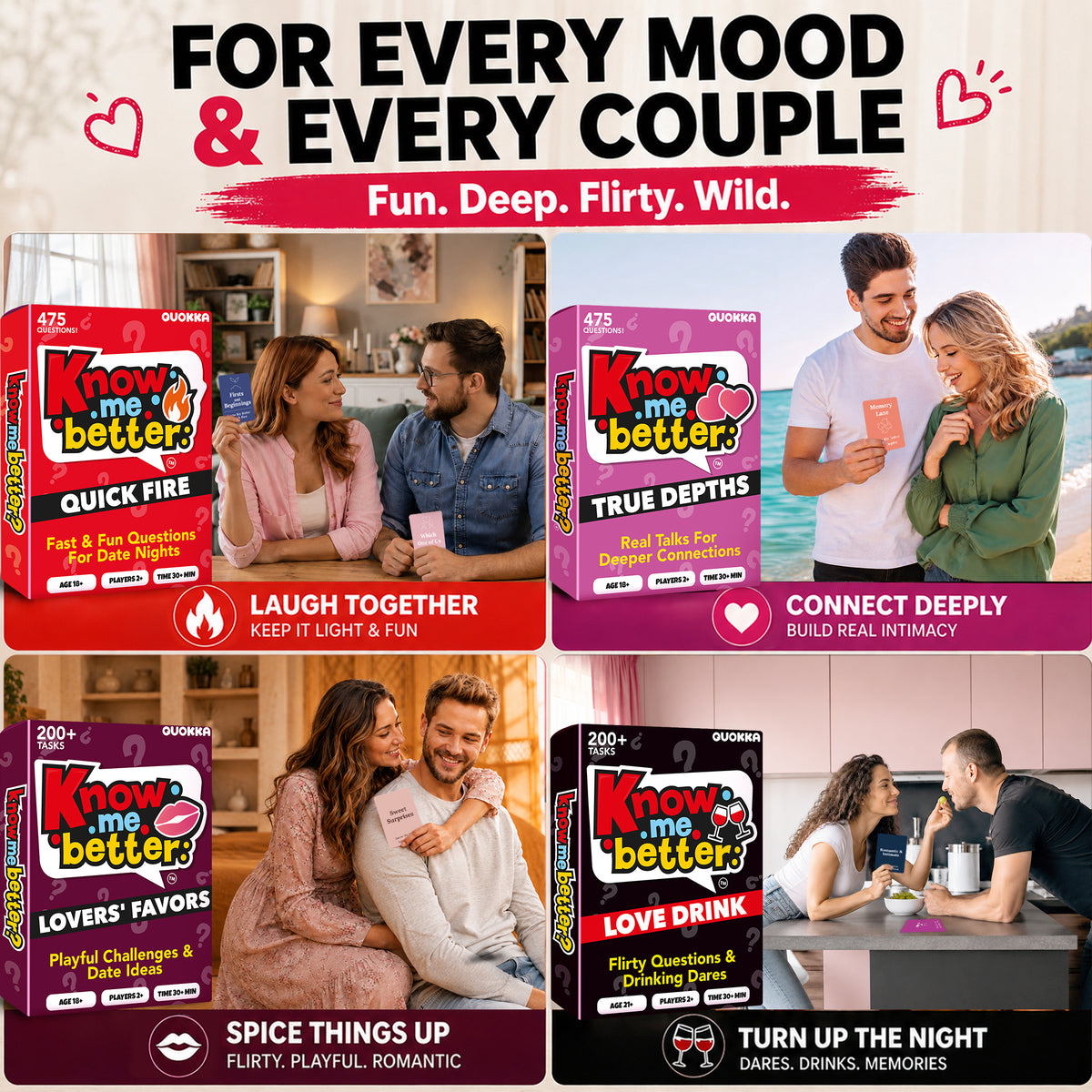 4 Set Card Game for Couples - Know Me Better