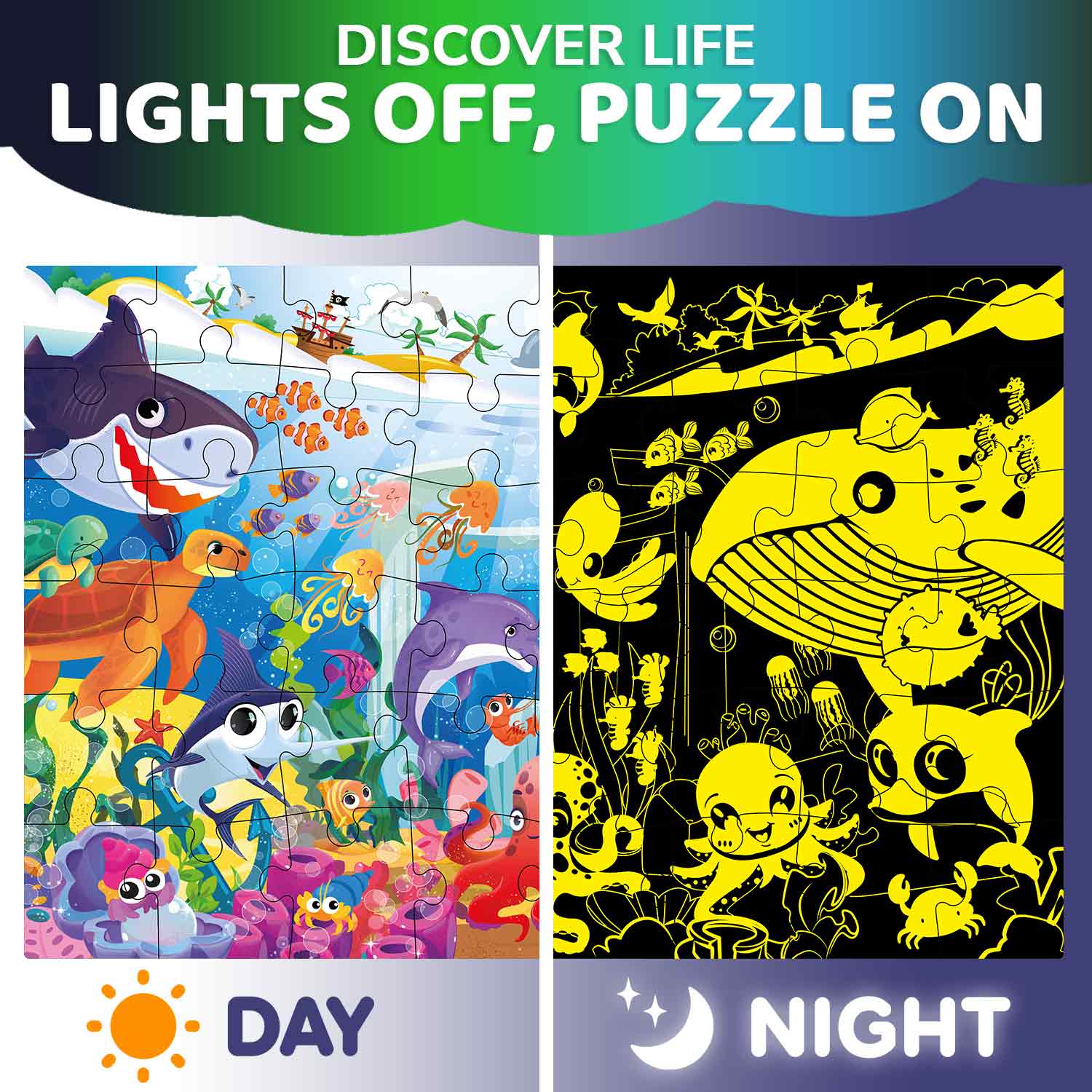 2x3 FT Giant Glow in Dark Puzzle Ocean Joy