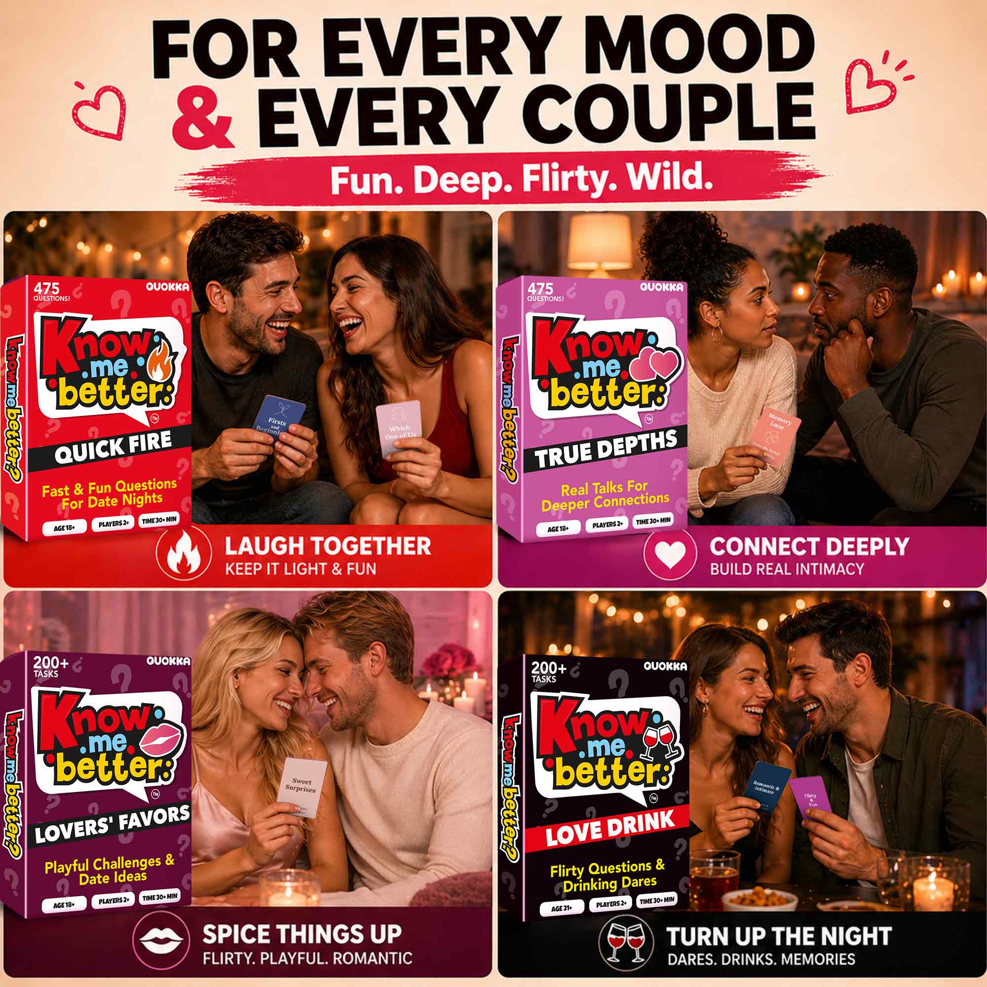 4 Set Card Game for Couples - Know Me Better