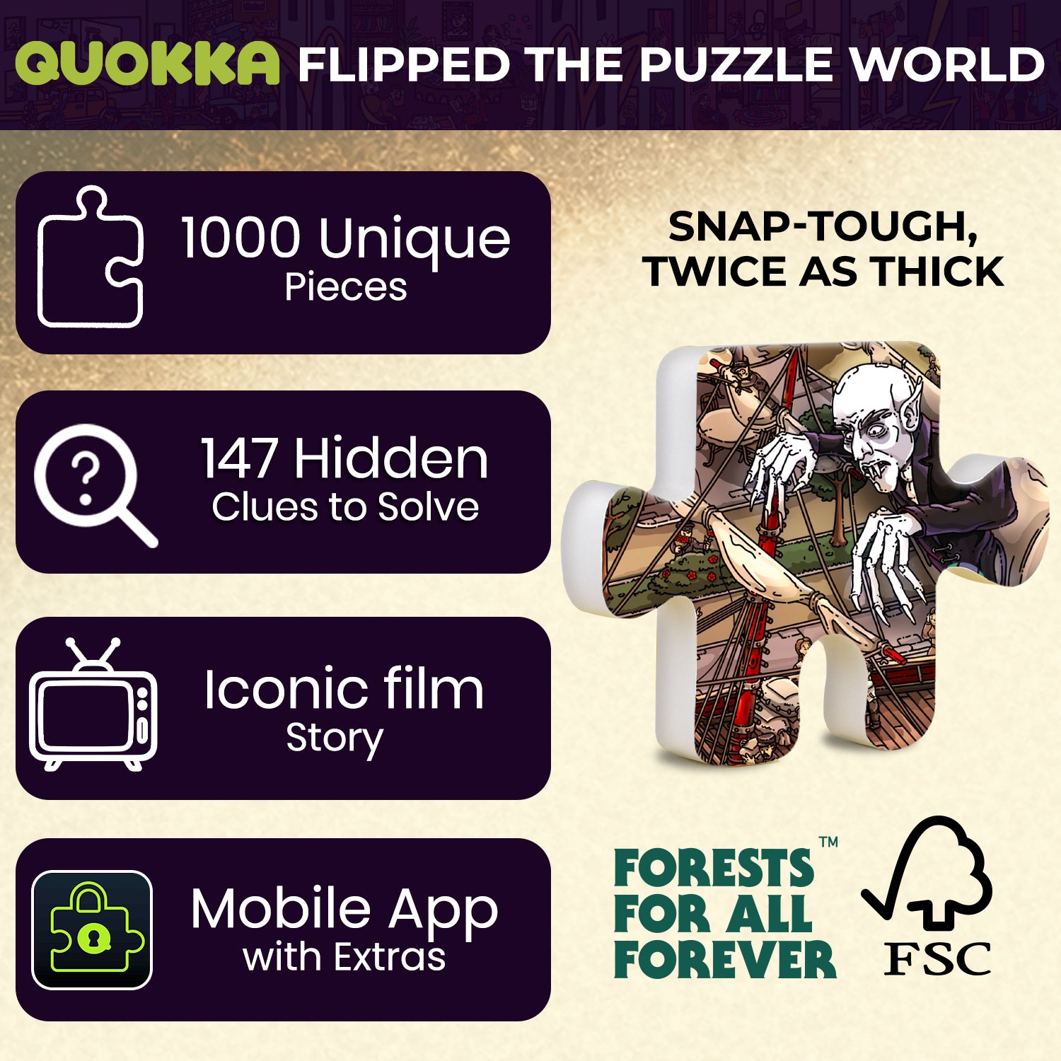 1000 Pcs Puzzle for Adults with Hidden Tasks | Nosferatu 1922