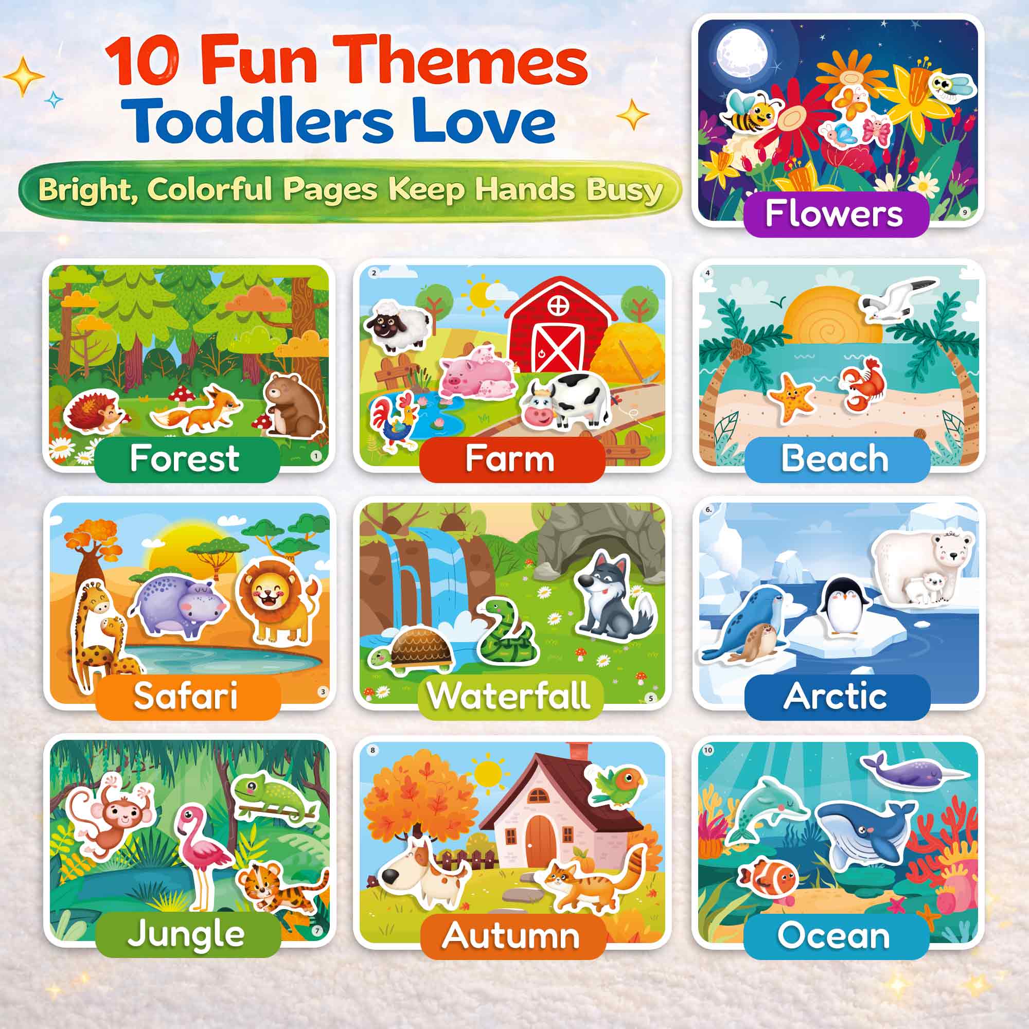Jelly Sticker Books for Toddlers - Reusable Animal Topics