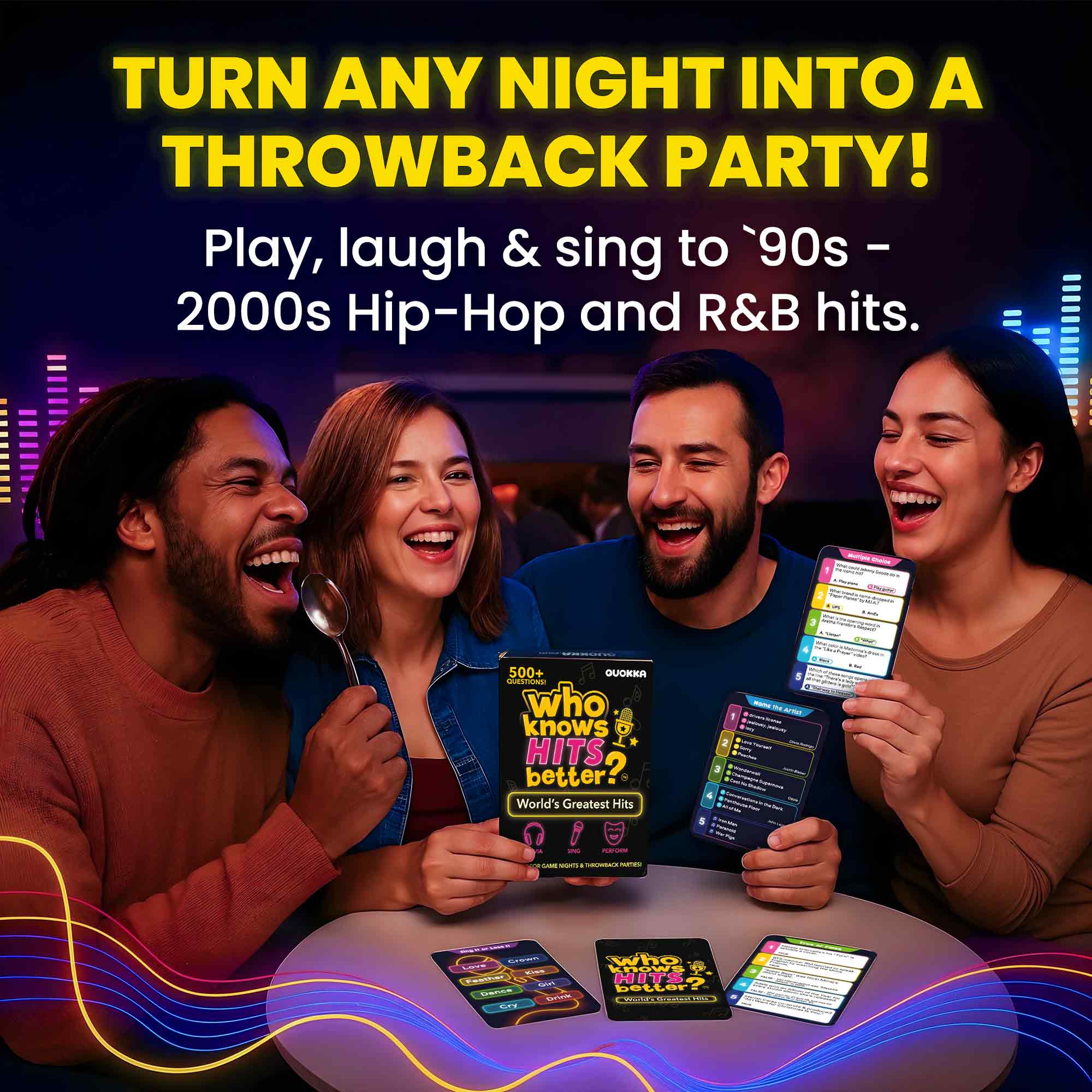 Card Game Who Knows Hits Better? 500+ Questions Music Games