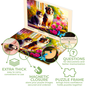 QUOKKA 63 Piece Dementia Puzzles for Elderly | 3 Alzheimers Jigsaw Puzzle Games for Adults with Riverside, Cats, and Platform