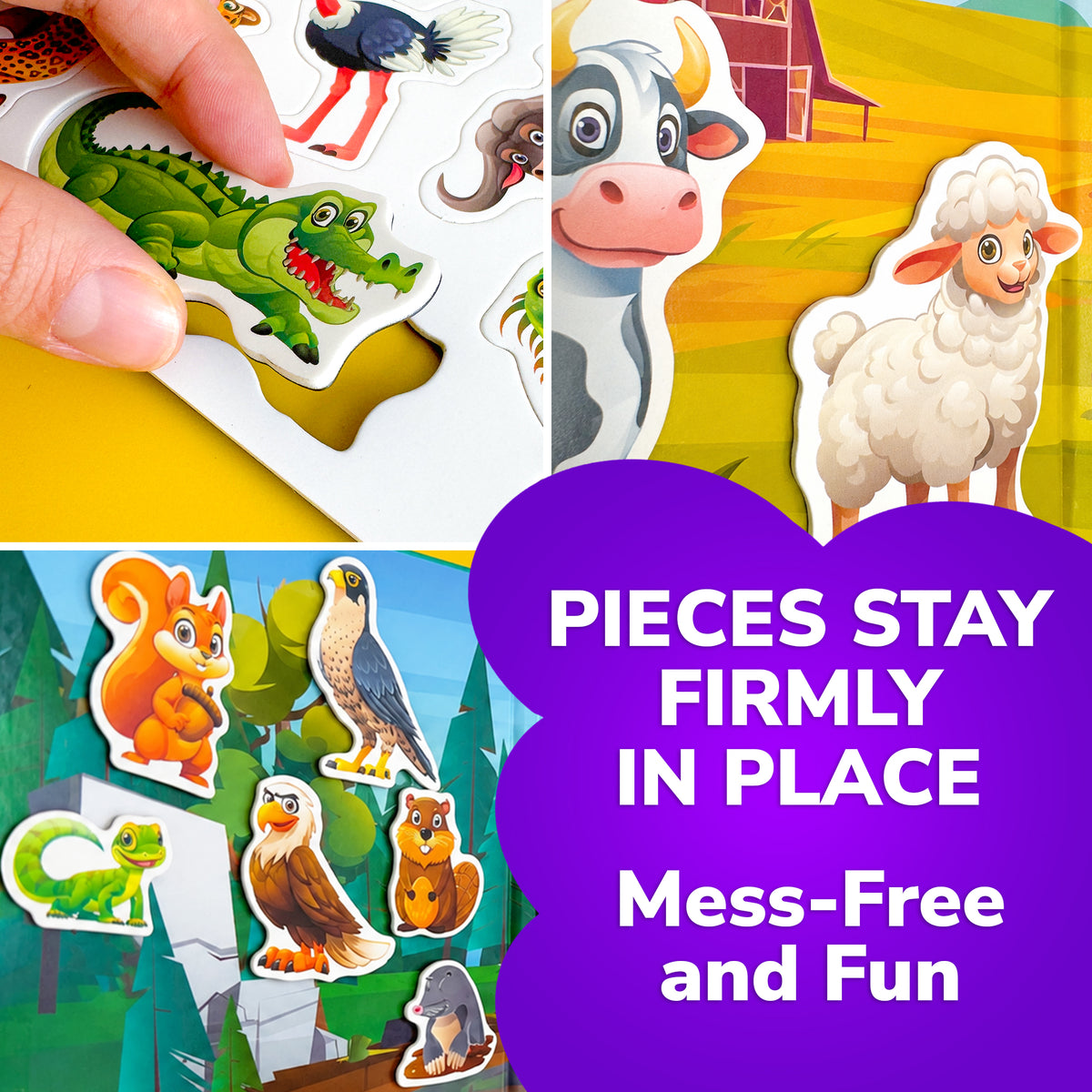 4 Set Travel Magnetic Book 80+Pcs for Kids with Animals