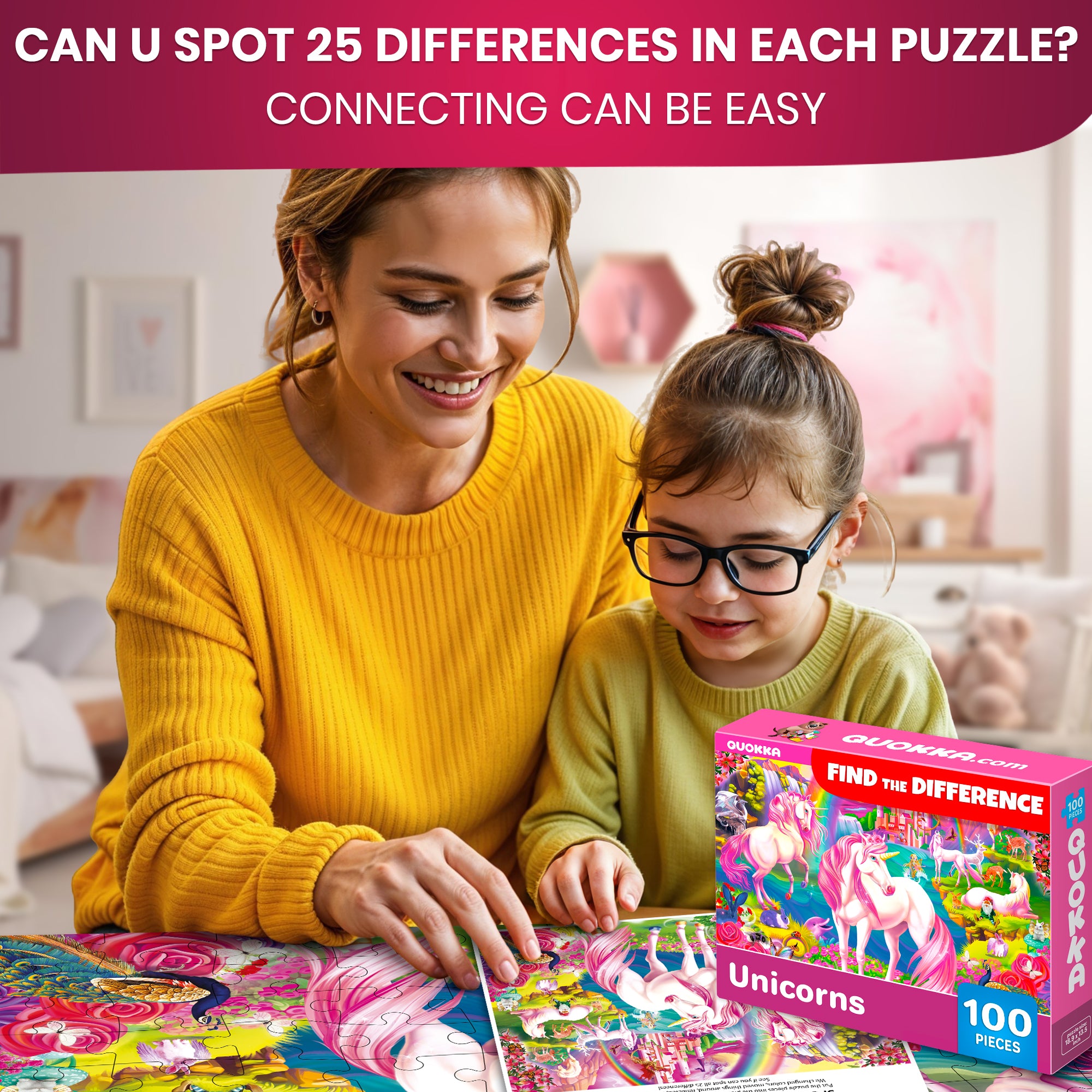 100 Pcs Floor Puzzles for Kids | Unicorns, Princess & Mermaids