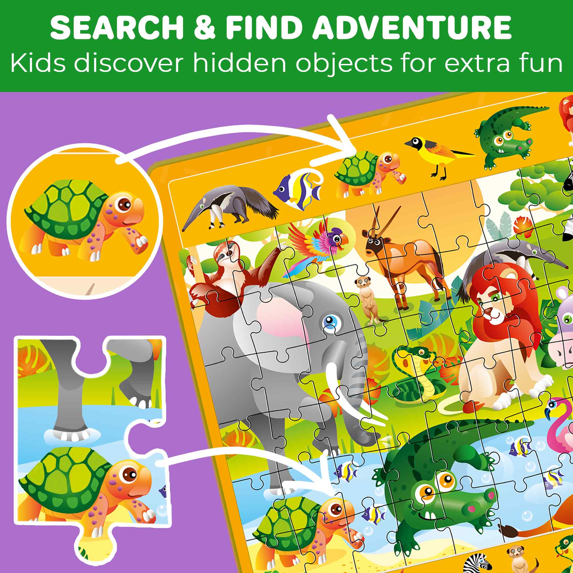 Magnetic Puzzle 2x60 Pcs Puzzles for Kids - Farm & Africa
