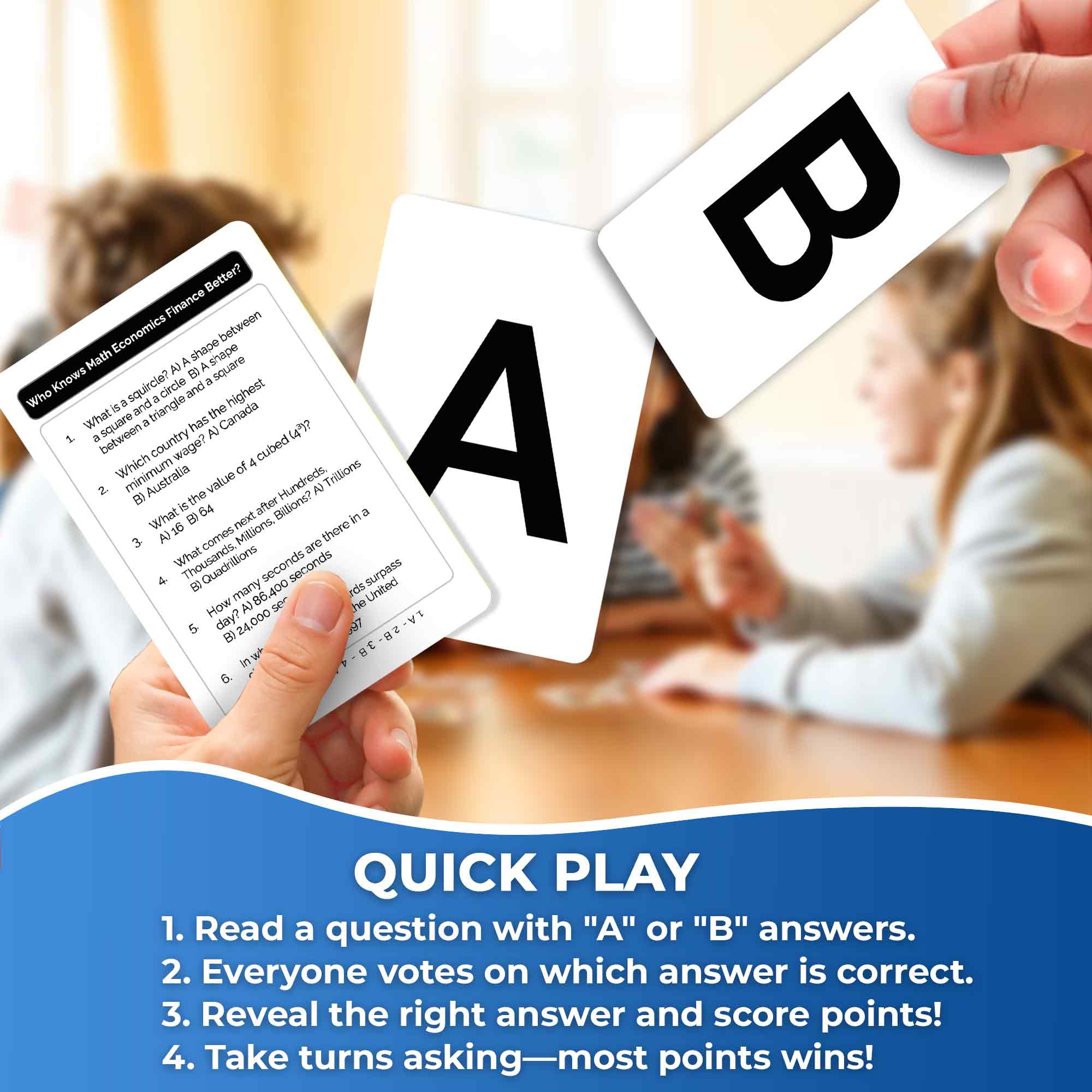 Trivia Card Game Who Knows Math Better? Educational Game