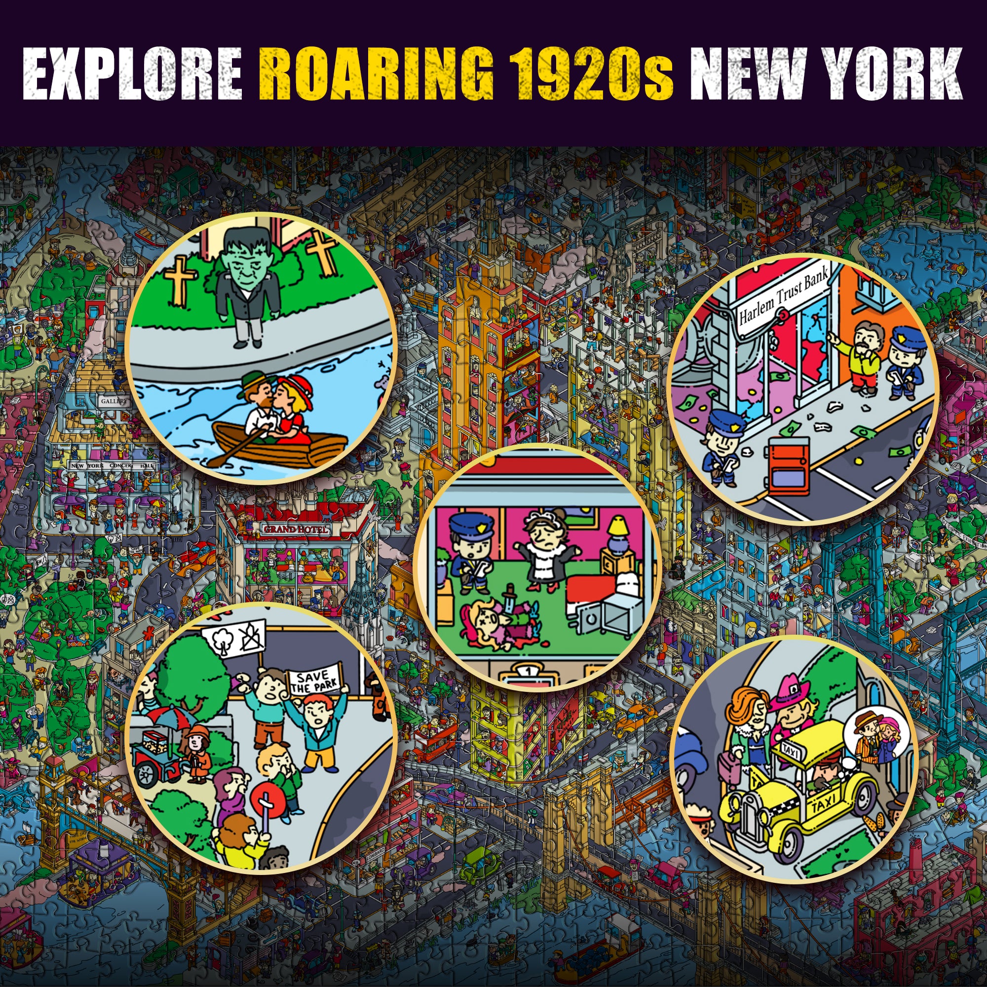 1000 Pcs Puzzle for Adults Detective with 21 Cases - New York