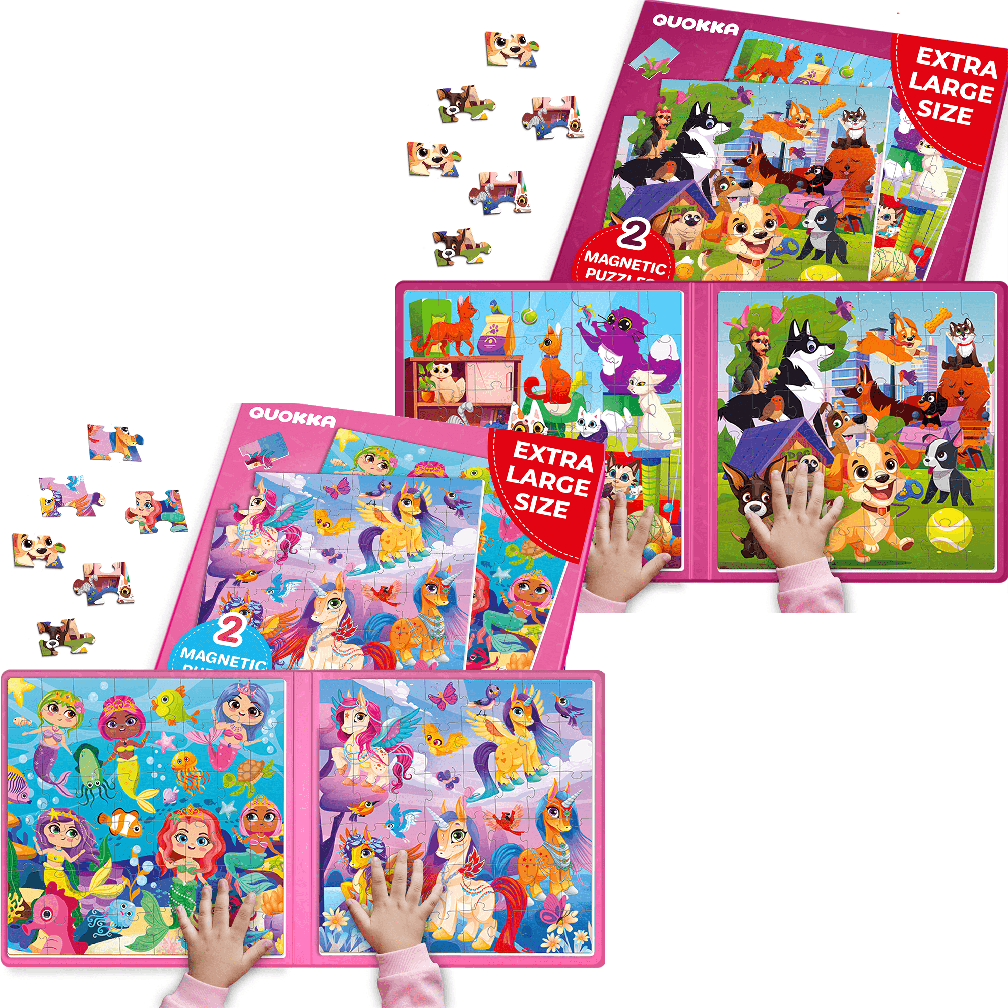 Bundle Set of Magnetic Puzzles for Kids Unicorns, Cats Dogs