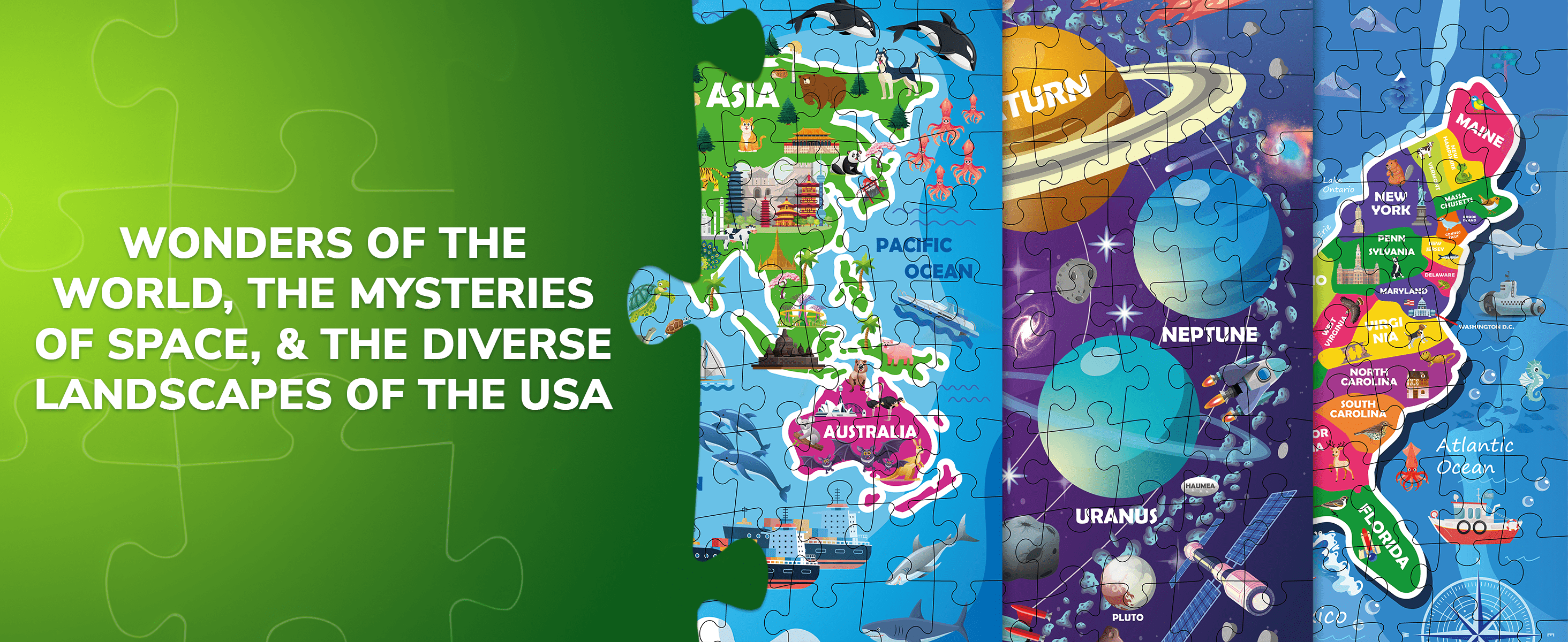 World USA Map Space Puzzle