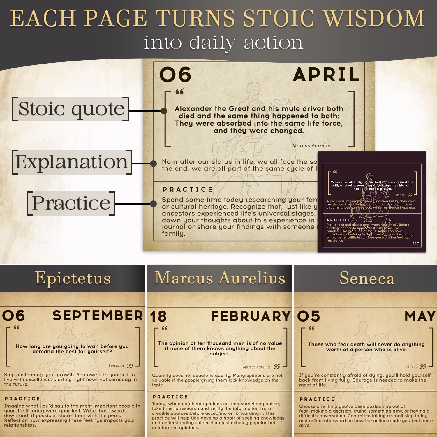 Stoicism Calendar For Adults – 365 Daily Quotes & Stoic Affirmations