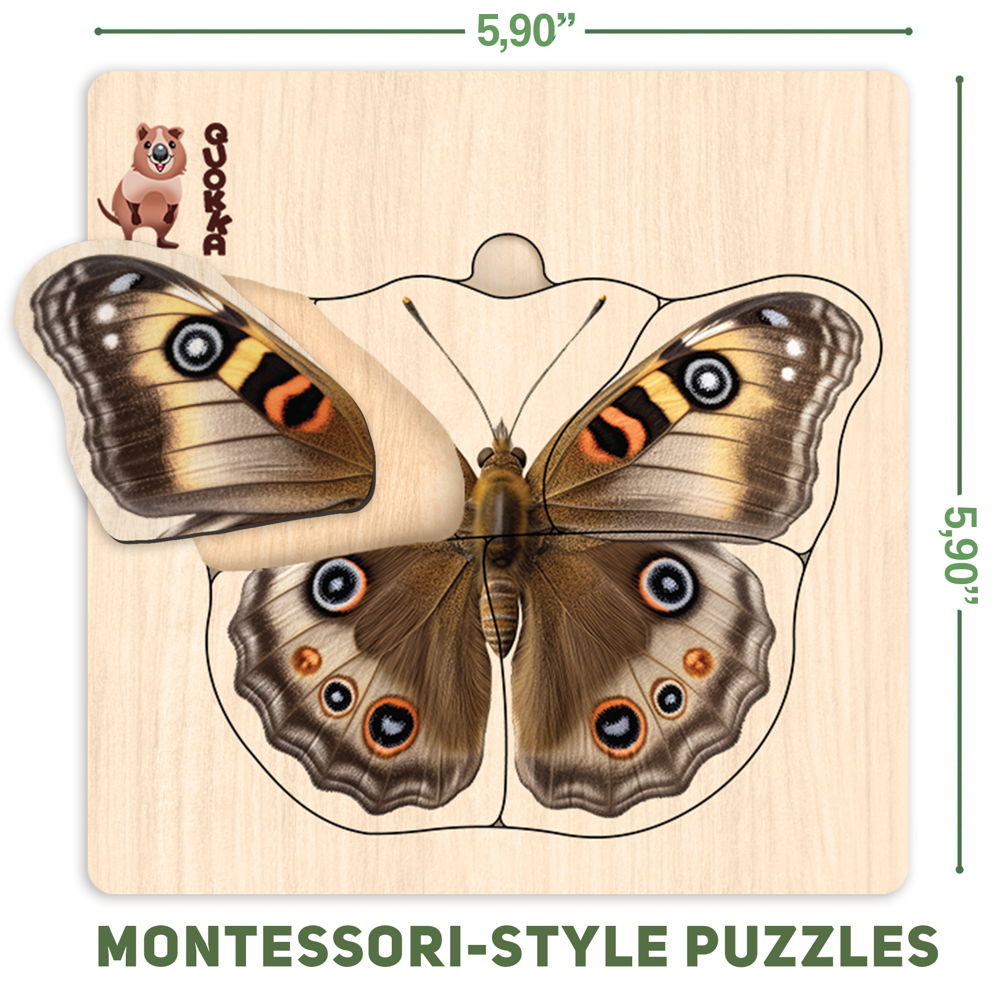 QUOKKA Realistic Wooden Puzzles for Toddlers 1-3 Year Old