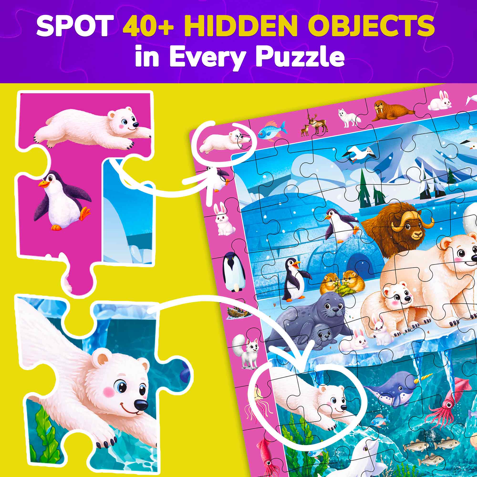 100 Piece Search & Find Puzzles for Kids City and Animals