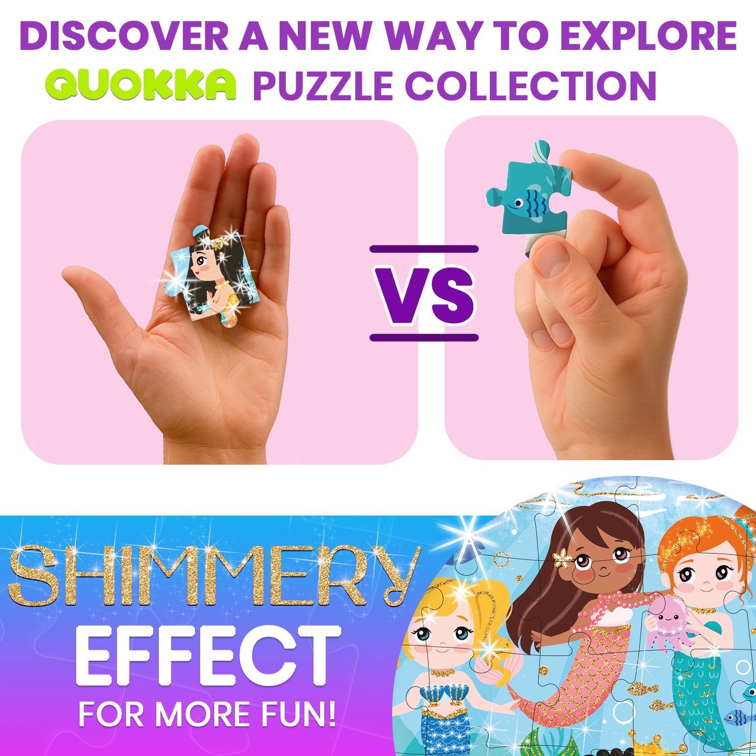 4x30 Pcs Puzzles with Glitter Effect for Kids - Meadow Girls
