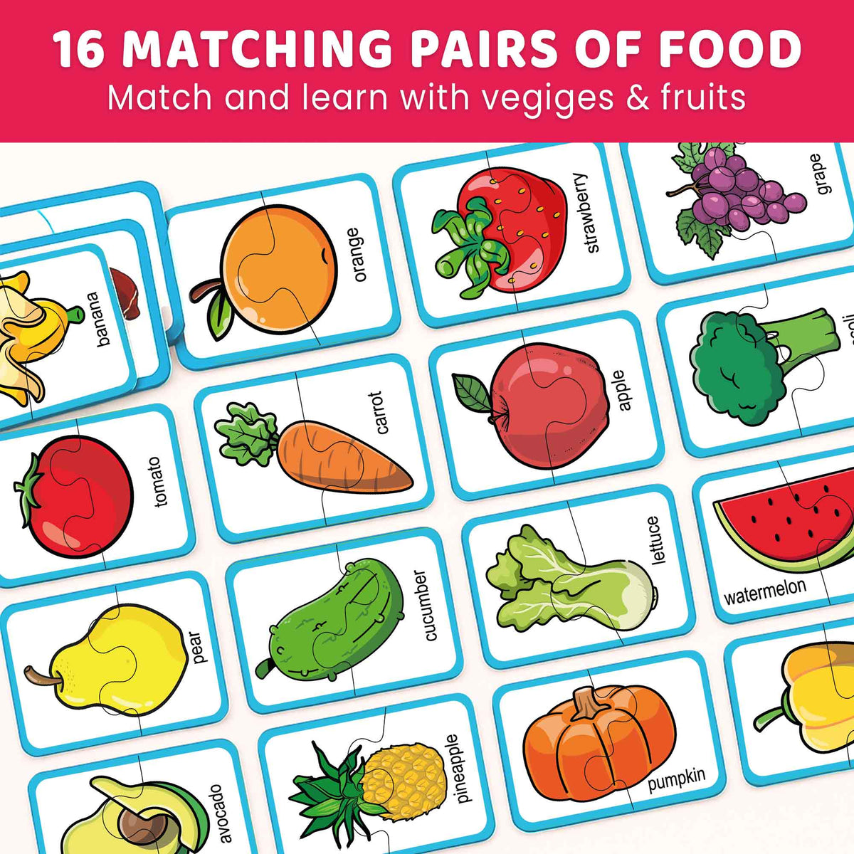 4 Set Matching Puzzle for Toddlers - Animals & Fruit