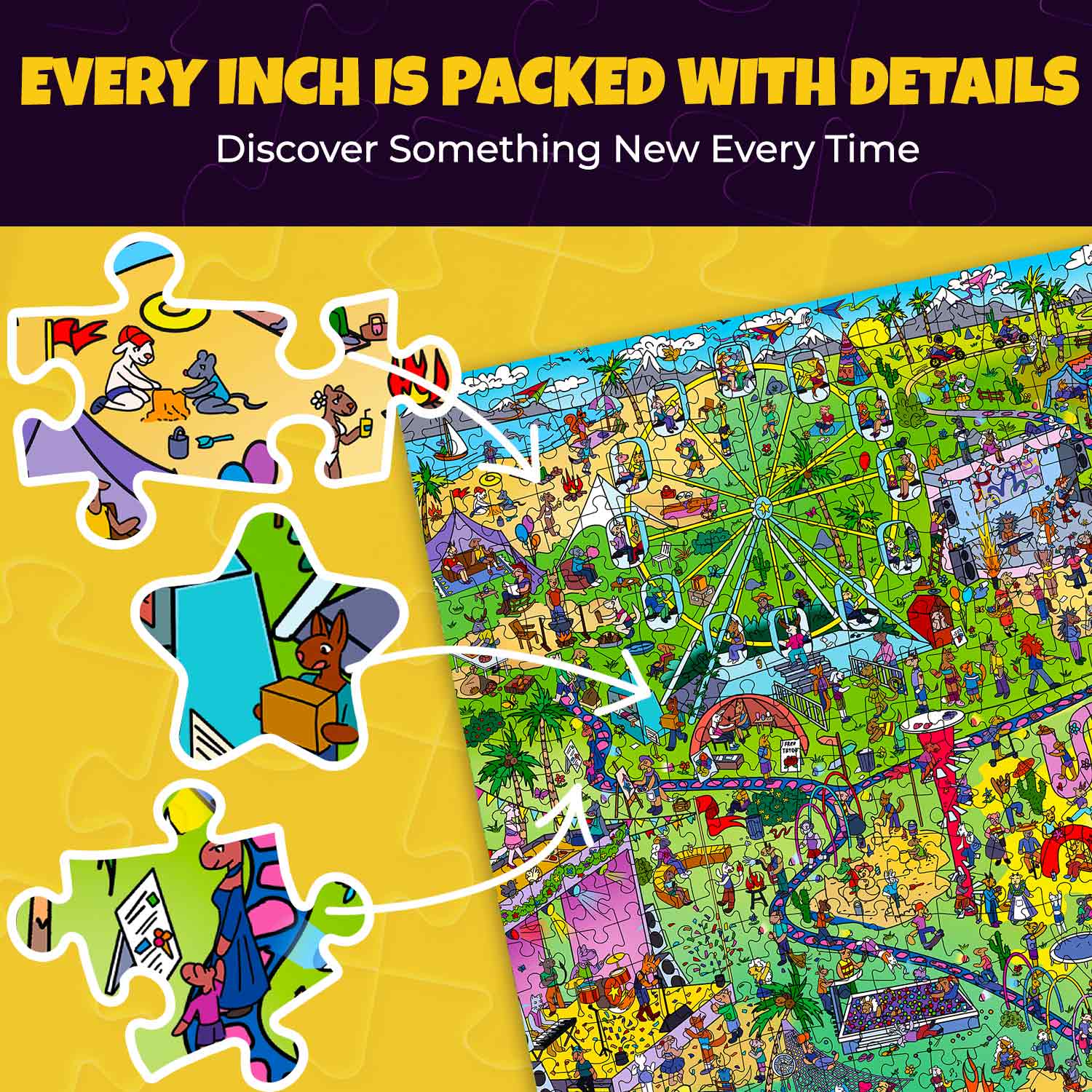 Bundle Set 3x1000 Piece Puzzle for Adults with Hidden Secrets & Audio Story