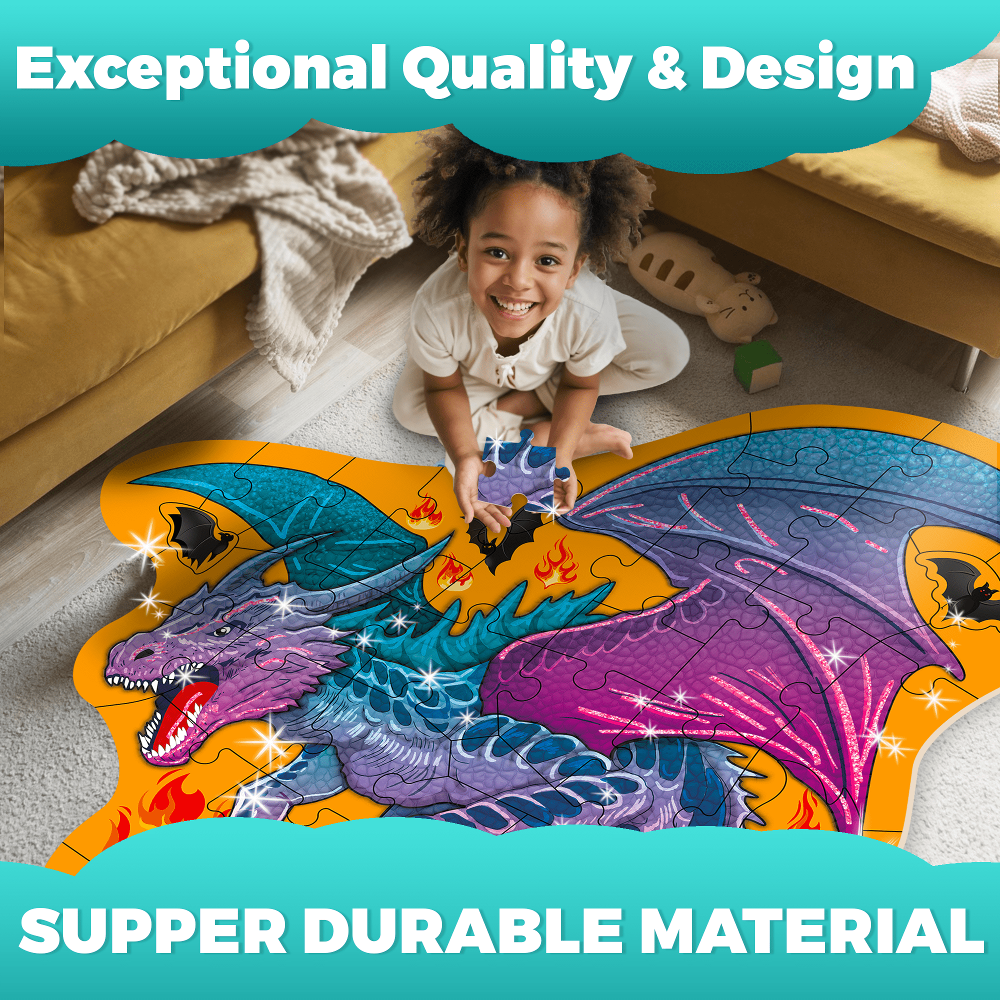 2x3 FT Shaped Giant Puzzles for Kids Ages 3-6 | Drago