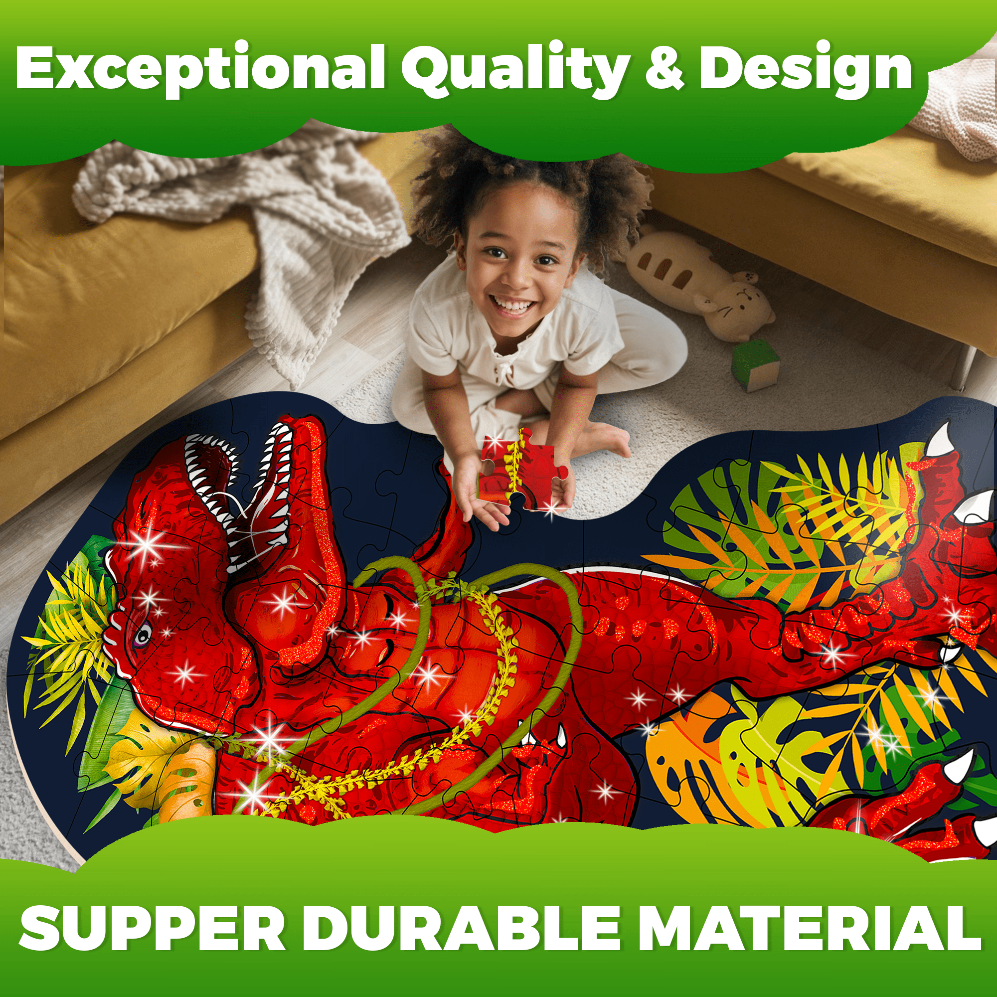2x3 FT Shaped Giant Puzzles for Kids Ages 3-6 | T-Rex