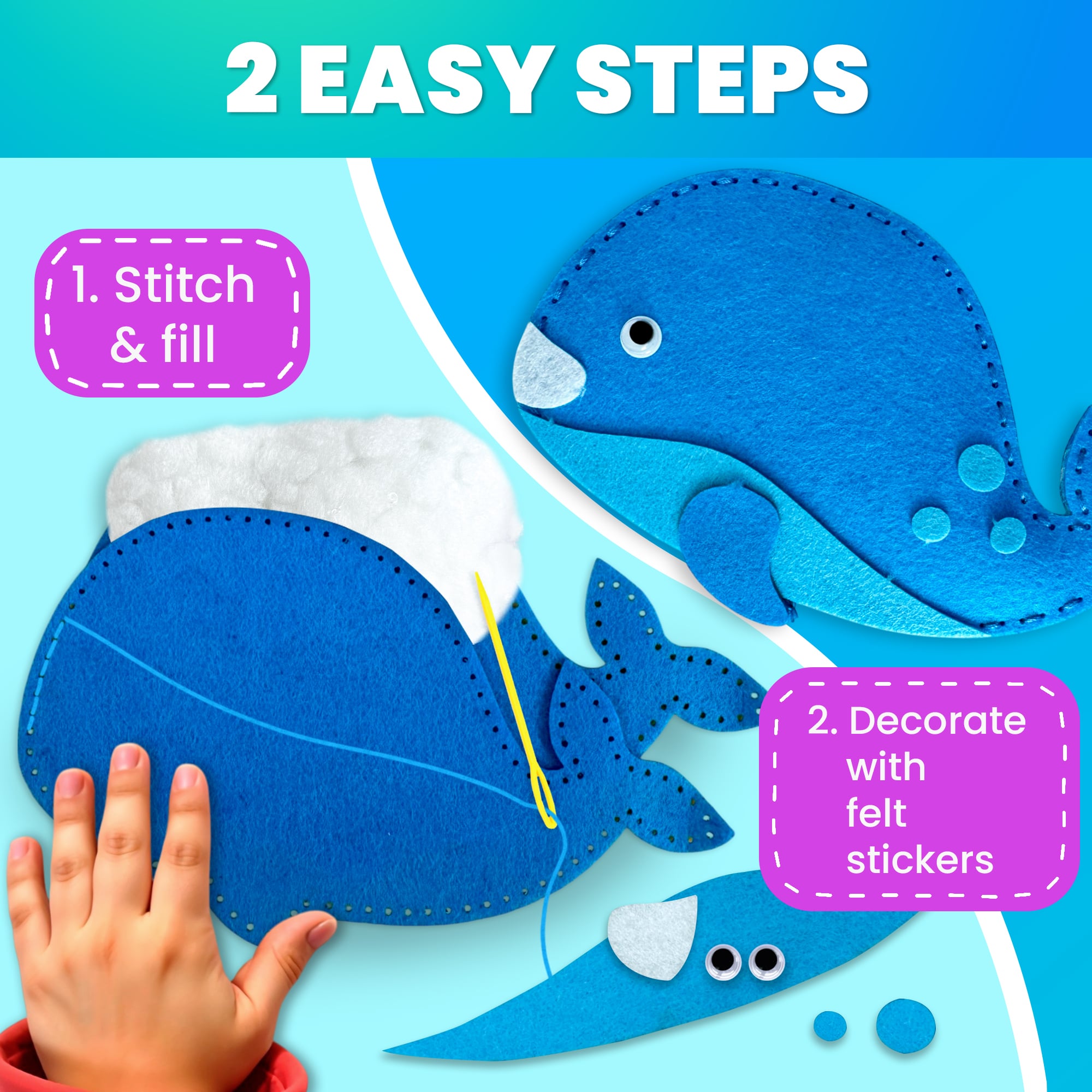 Craft Kits for Kids - 12 Sea Animals Sewing Kit Basic