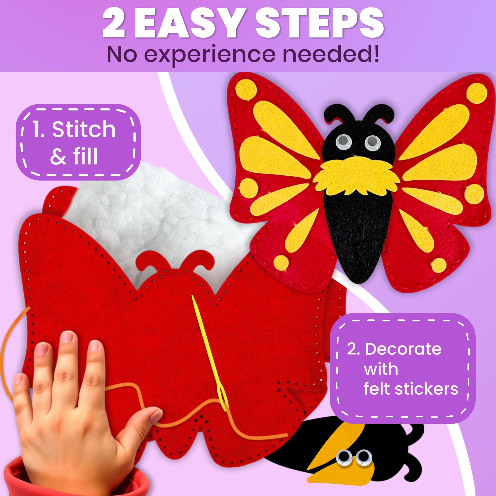 Craft Kits for Kids - 12 Bugs & Insects Sewing Kit Basic