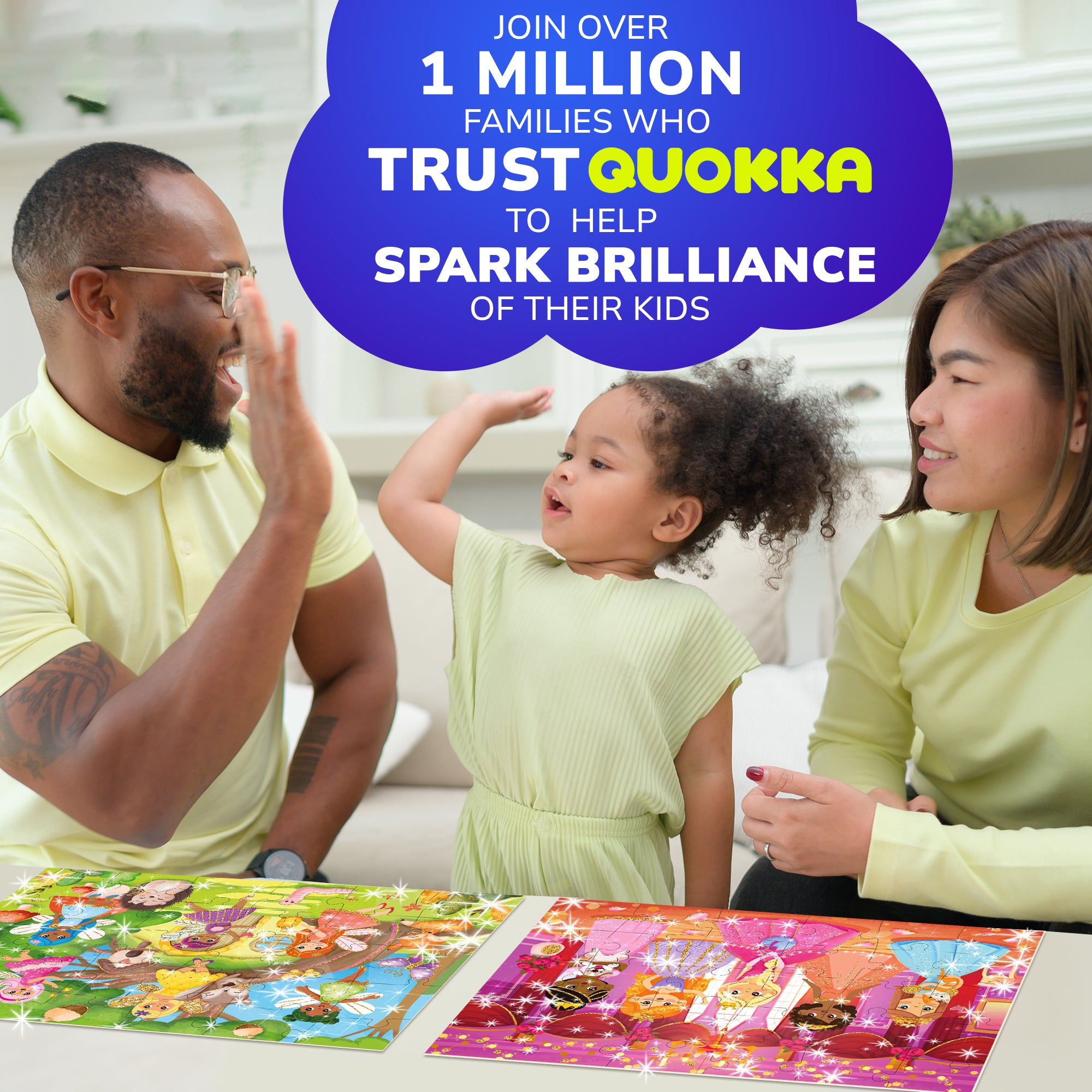 4x30 Pcs Puzzles with Glitter Effect for Kids - Meadow Girls