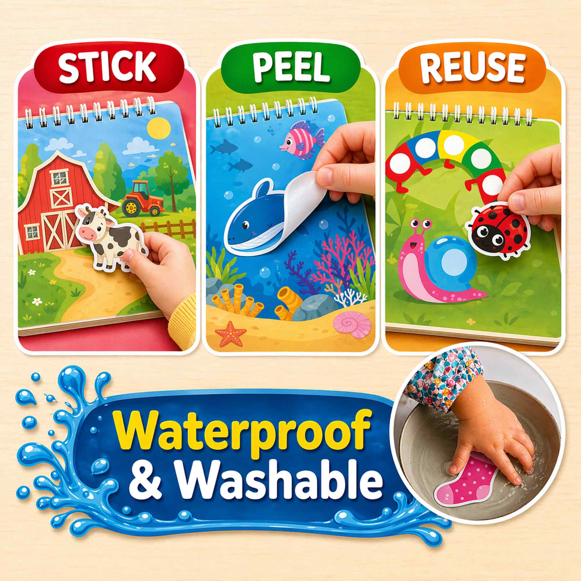 Jelly Sticker Books for Toddlers - Reusable Learning Toy